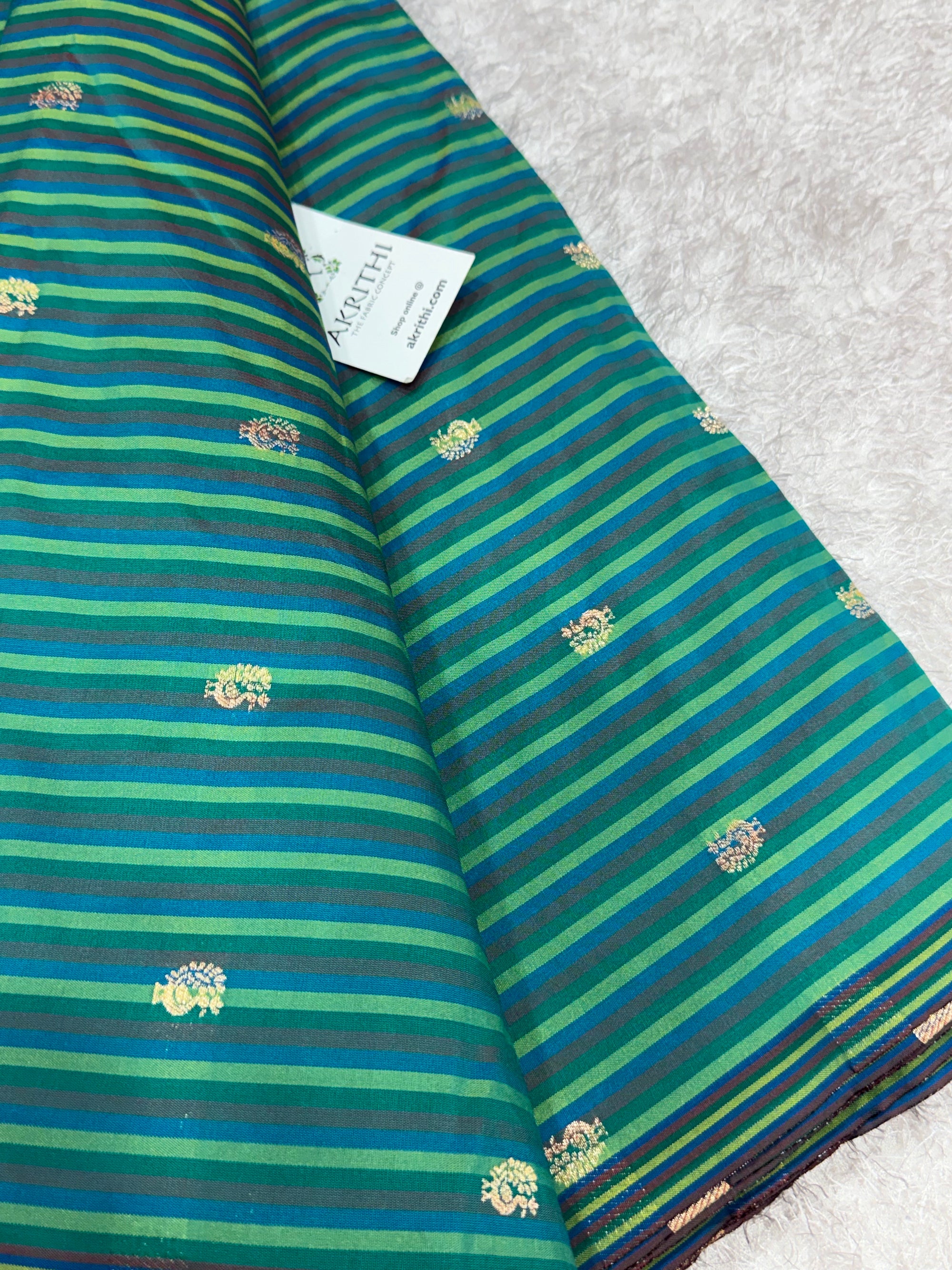 Semi Banarasi multi striped silk fabric