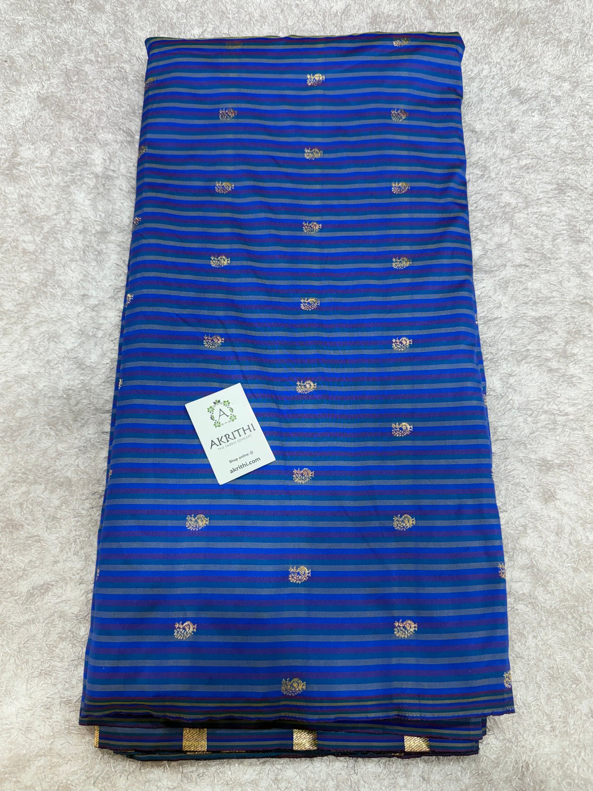 Semi Banarasi multi striped silk fabric