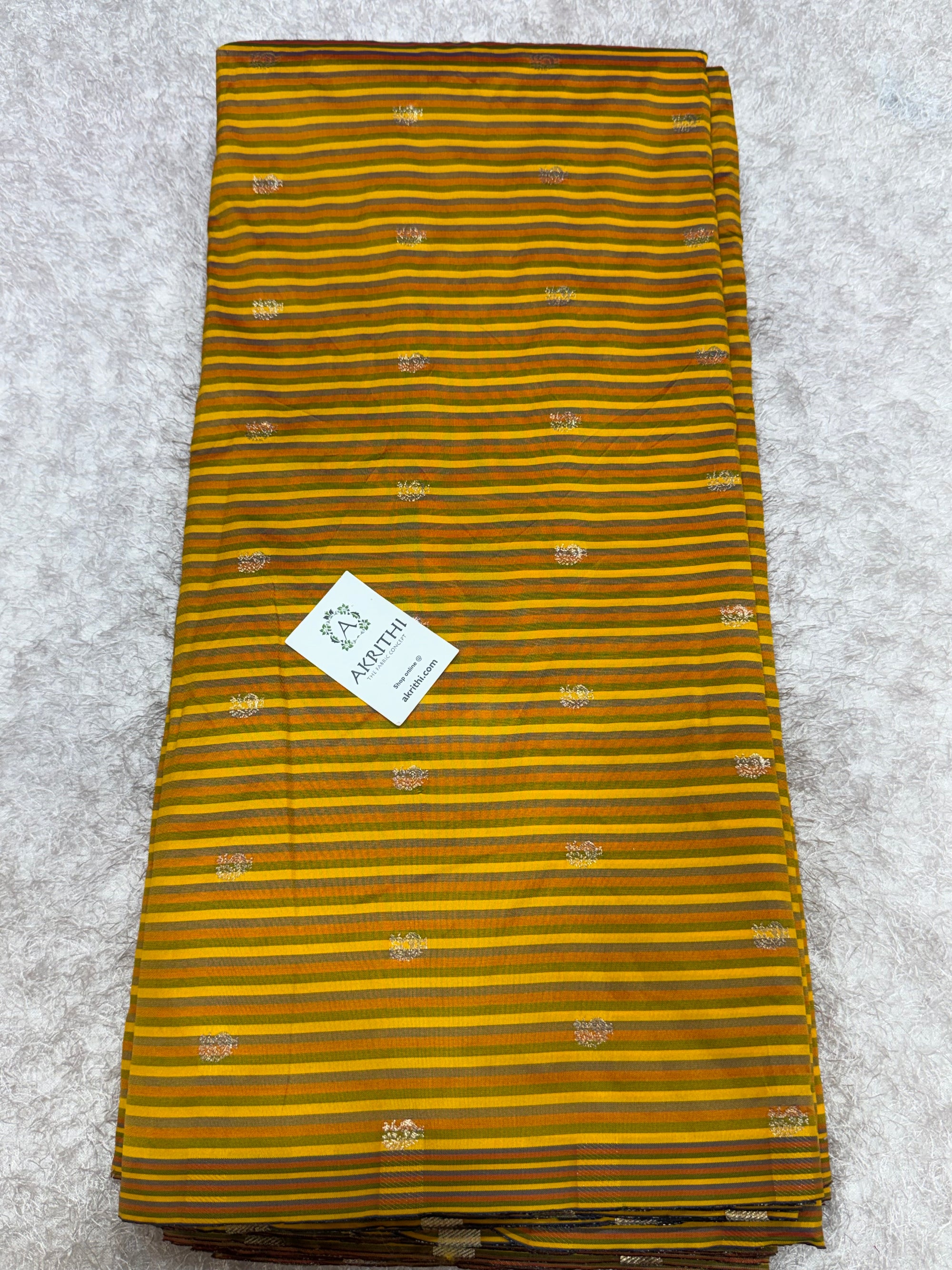 Semi Banarasi multi striped silk fabric