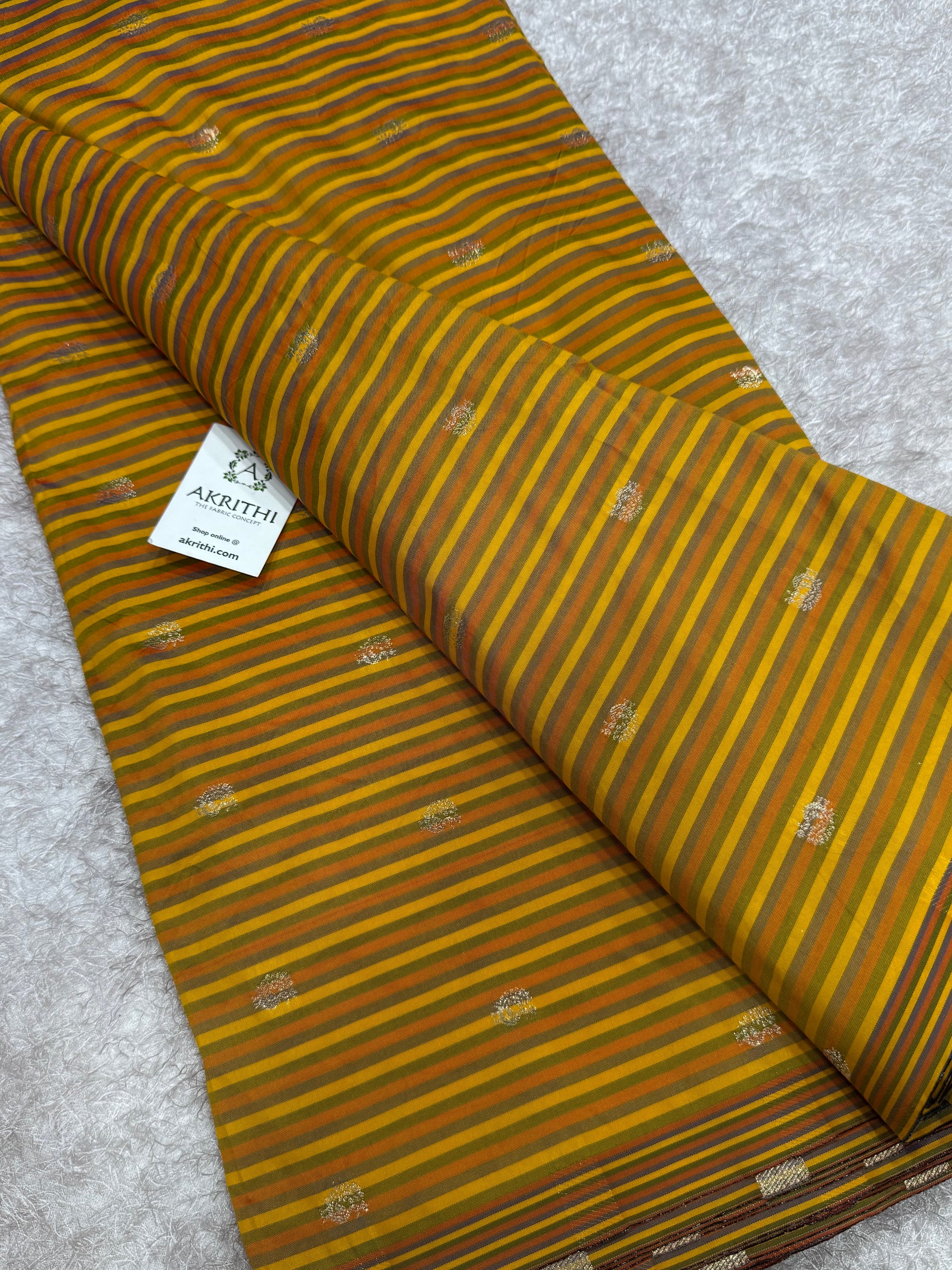 Semi Banarasi multi striped silk fabric