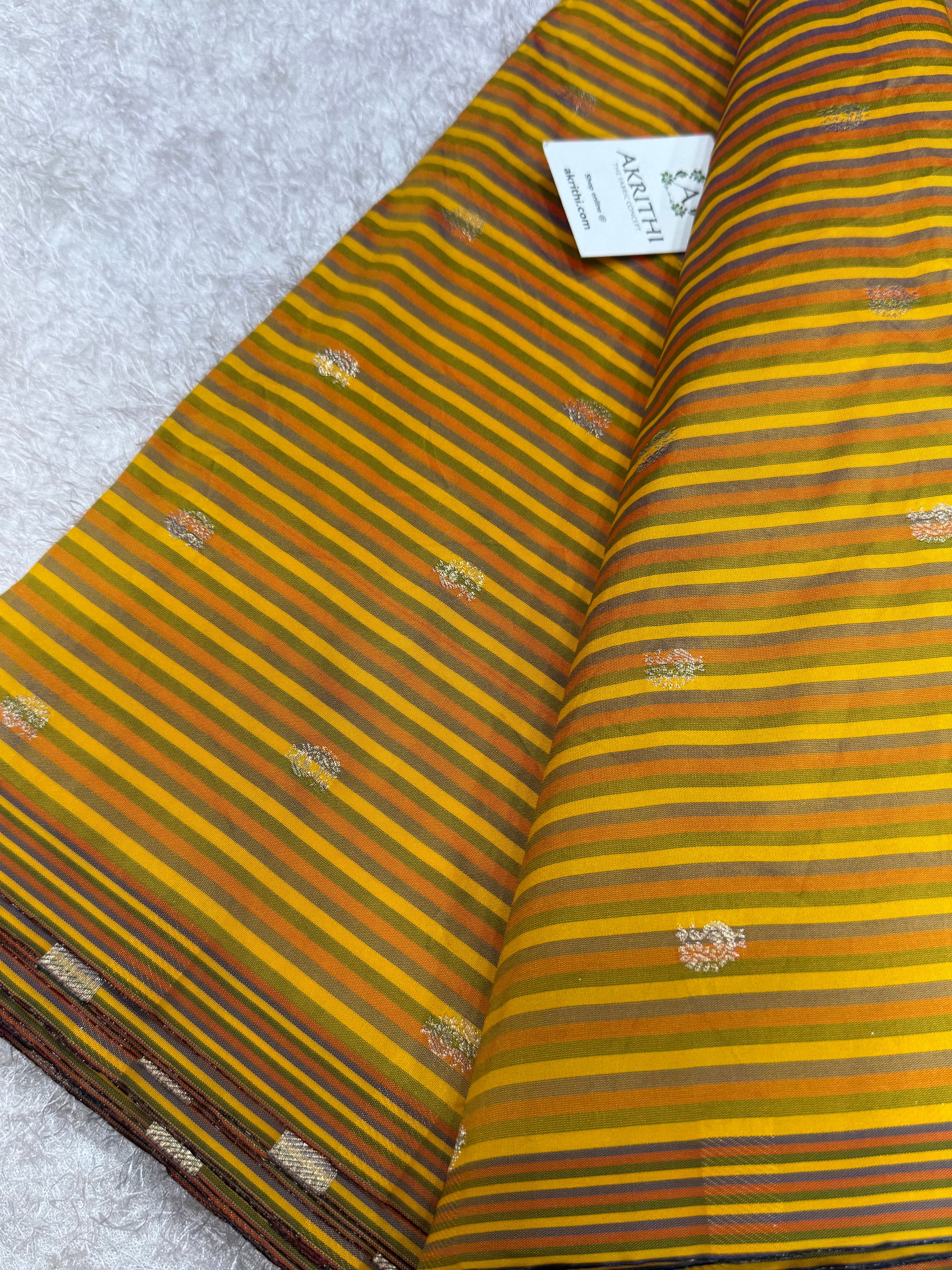Semi Banarasi multi striped silk fabric