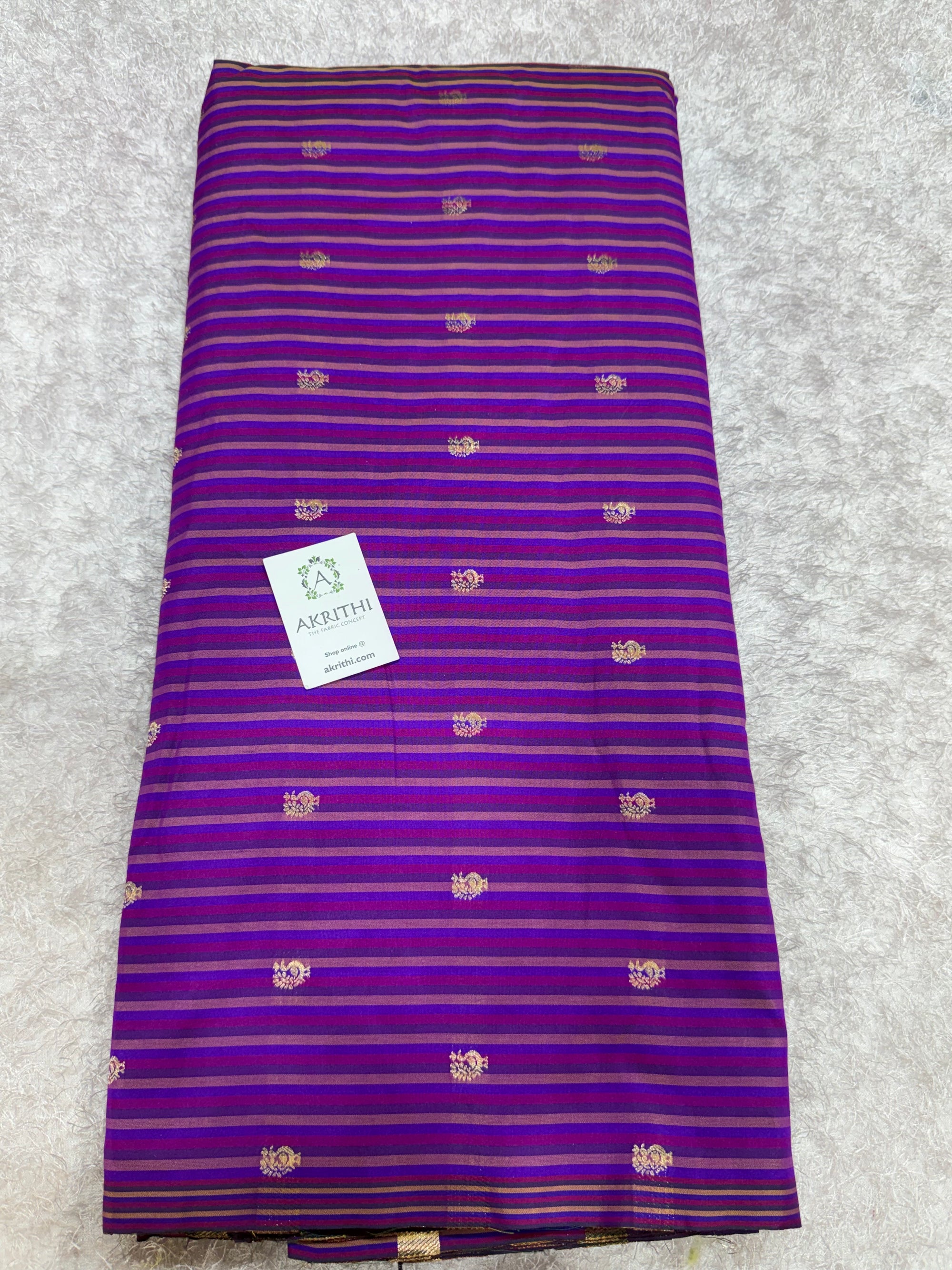 Semi Banarasi multi striped silk fabric