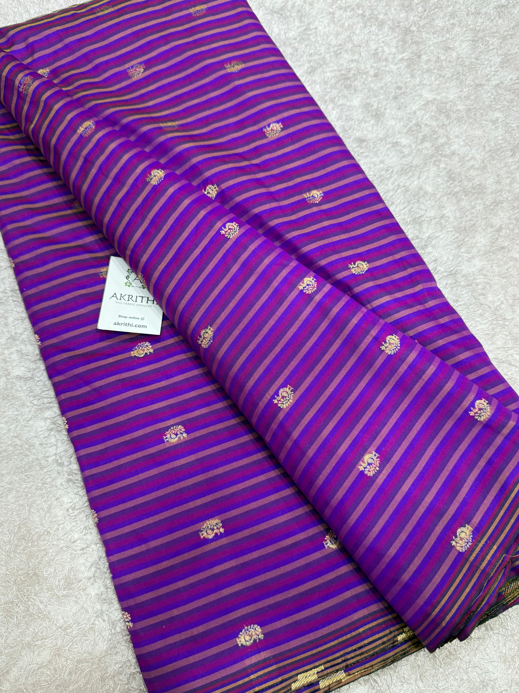 Semi Banarasi multi striped silk fabric