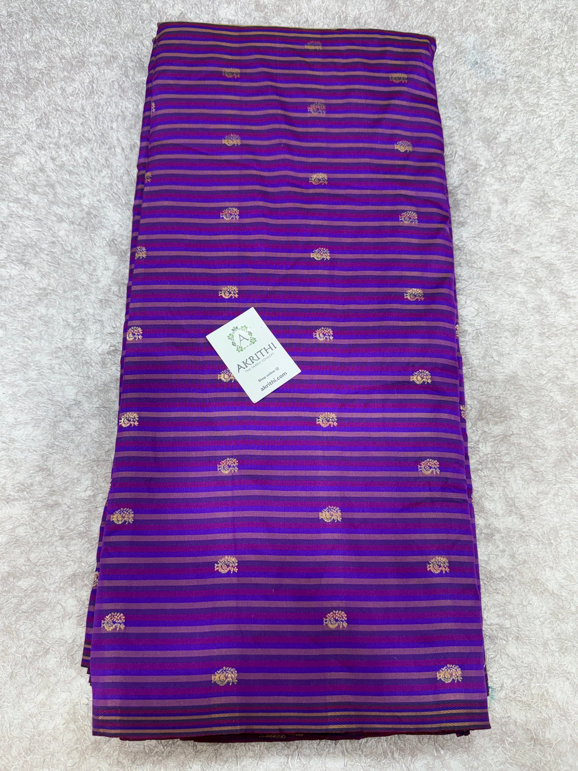 Semi Banarasi multi striped silk fabric