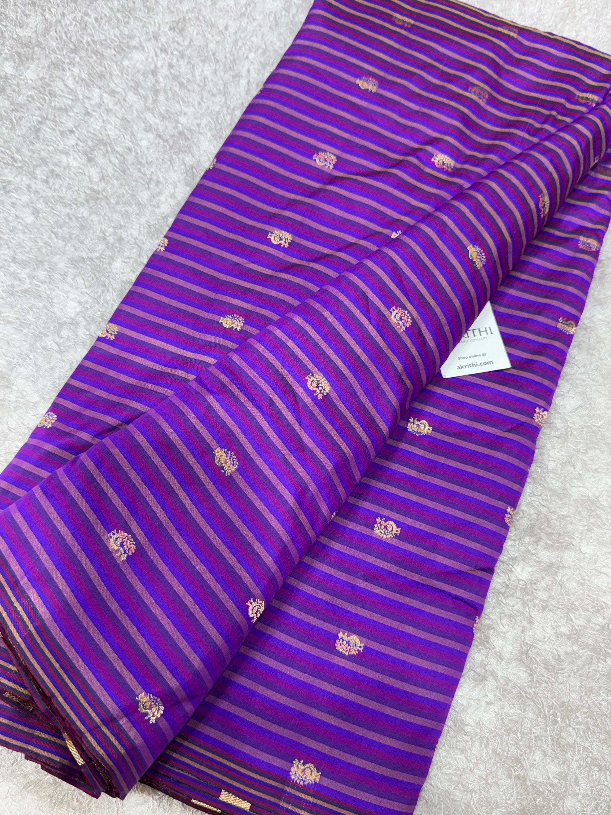 Semi Banarasi multi striped silk fabric