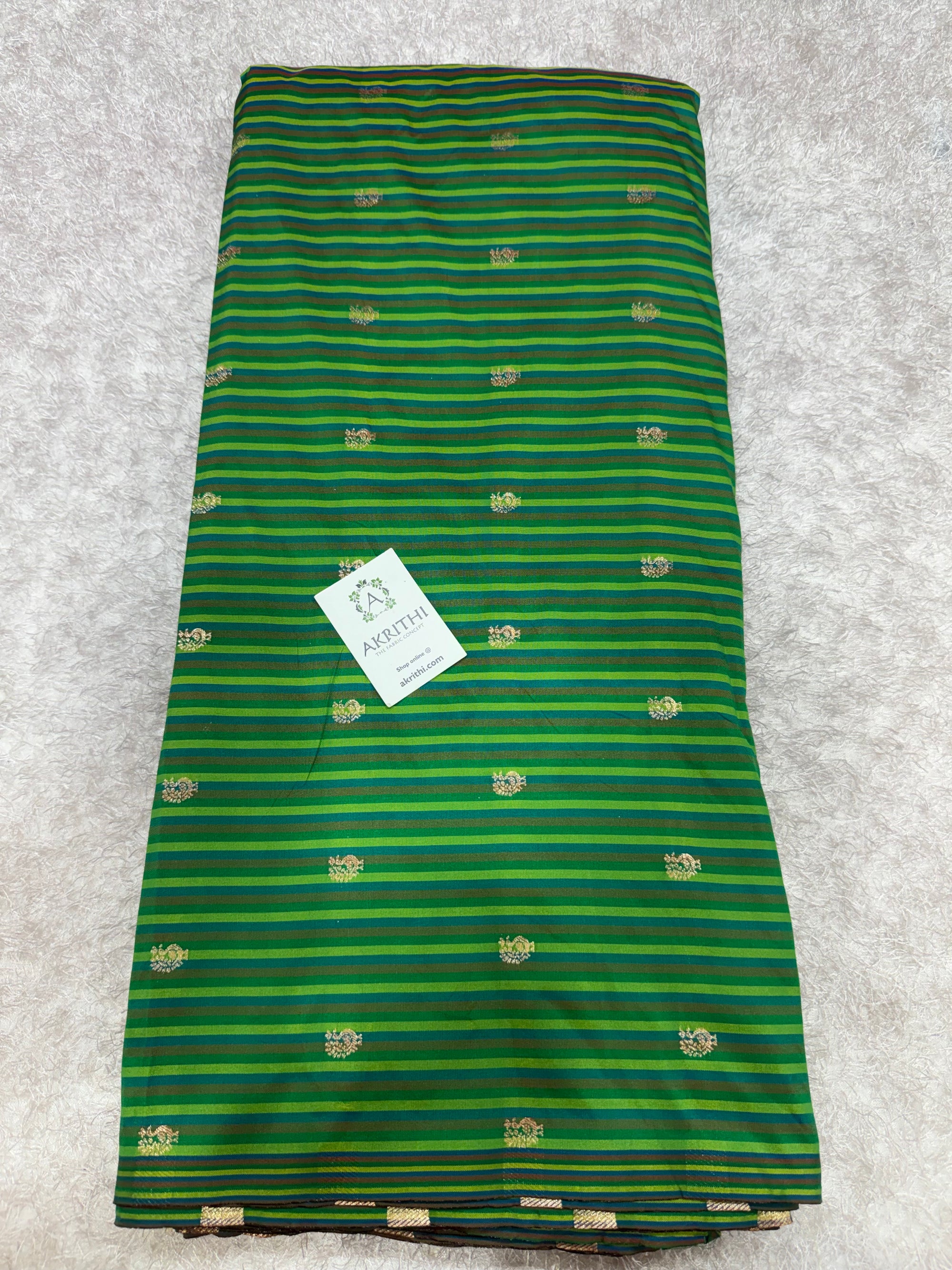 Semi Banarasi multi striped silk fabric