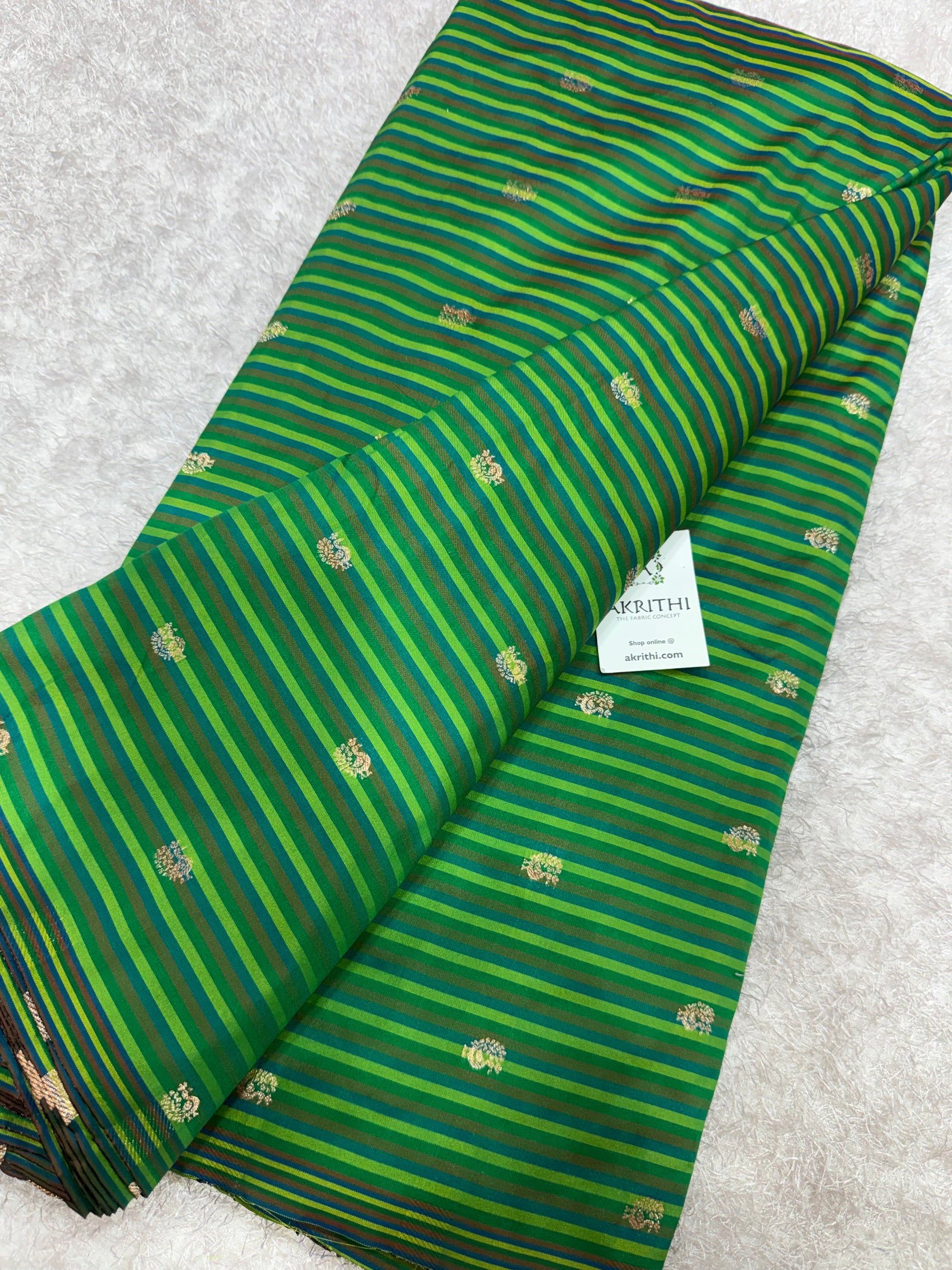 Semi Banarasi multi striped silk fabric