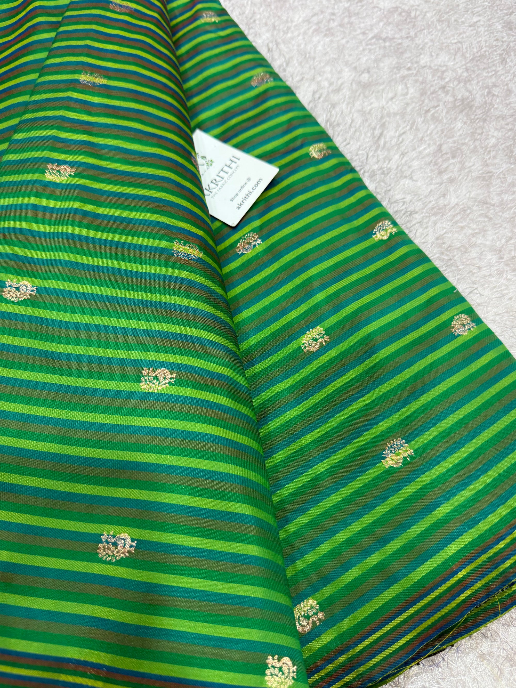Semi Banarasi multi striped silk fabric