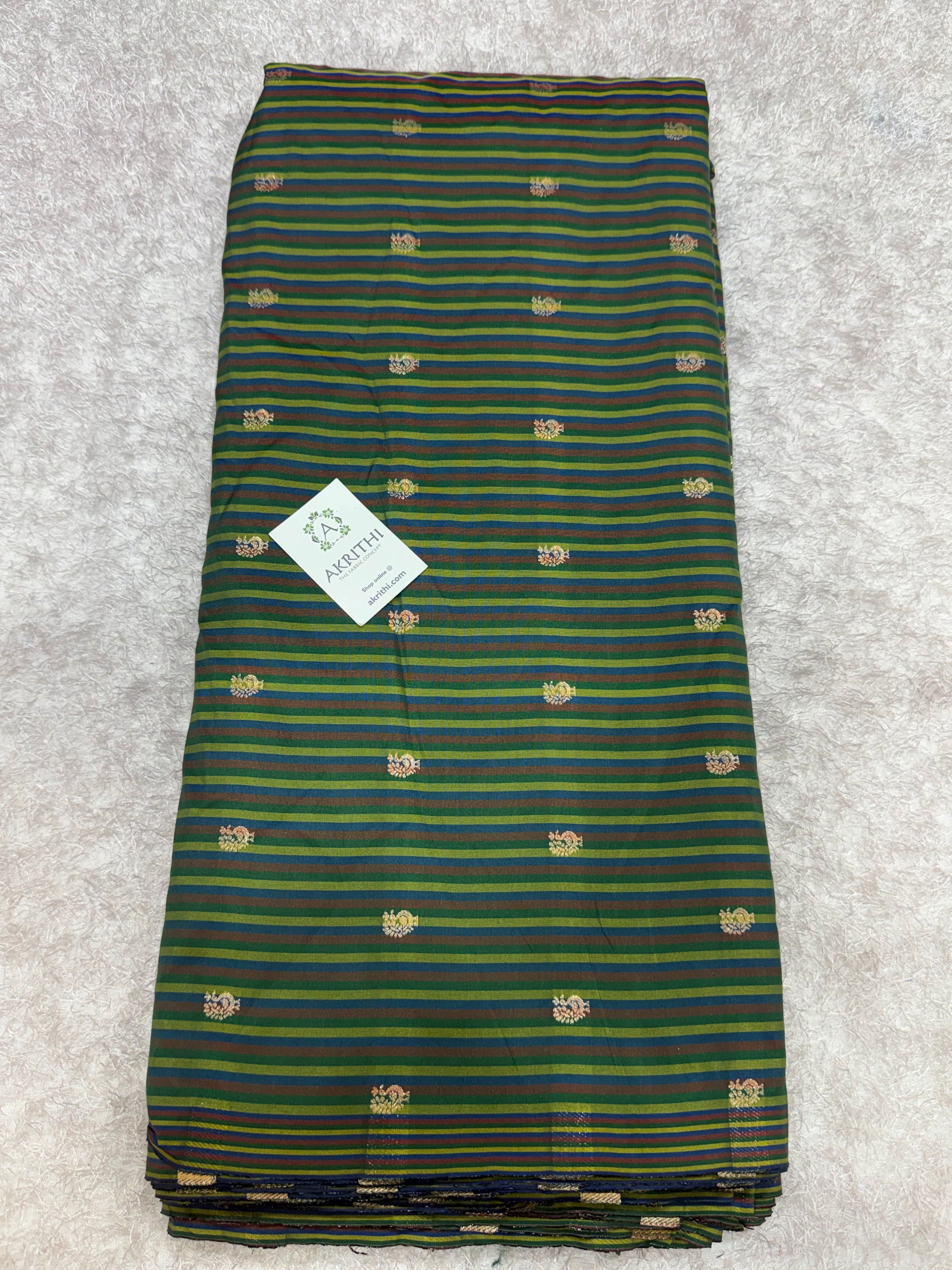 Semi Banarasi multi striped silk fabric