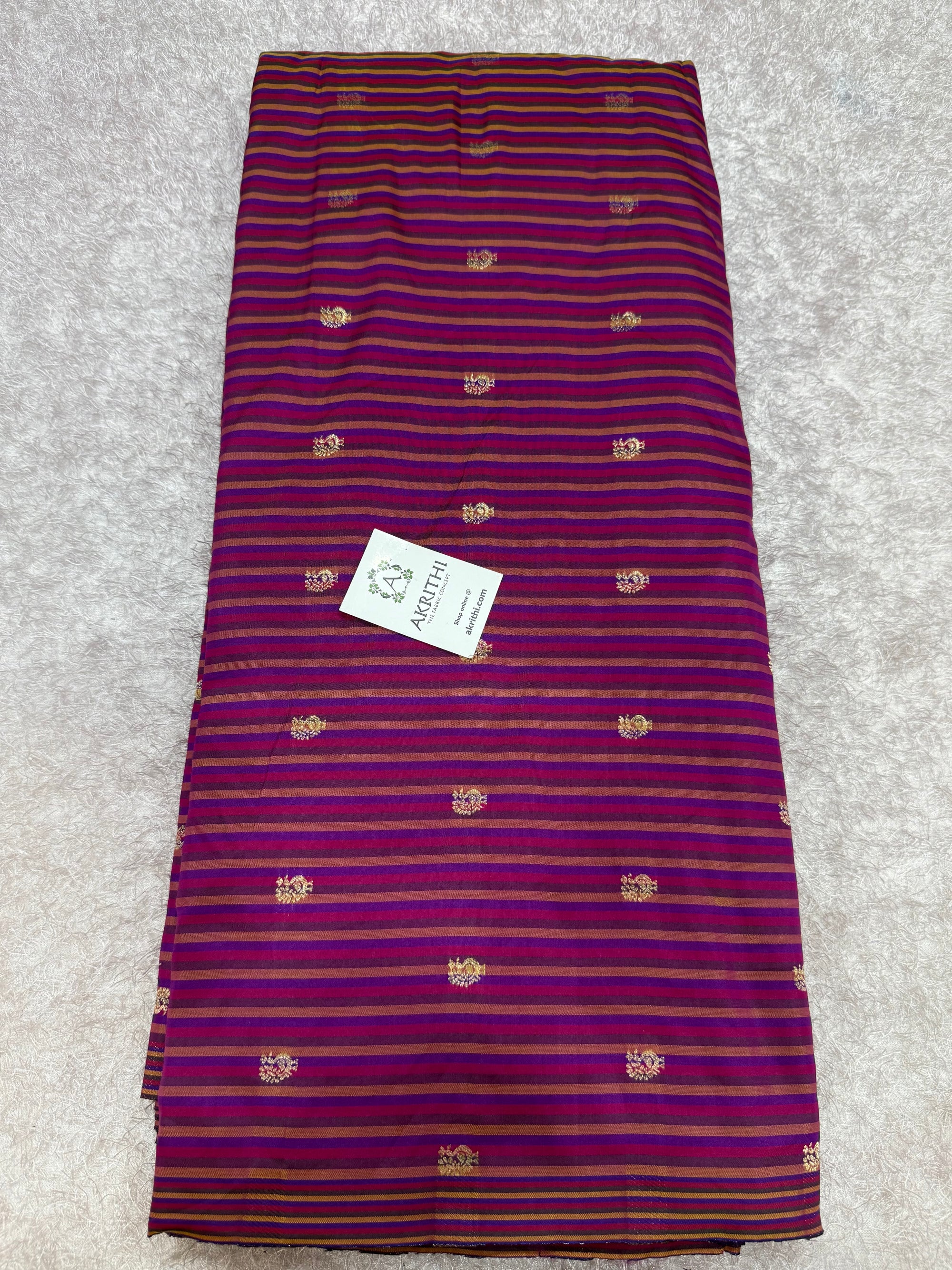 Semi Banarasi multi striped silk fabric