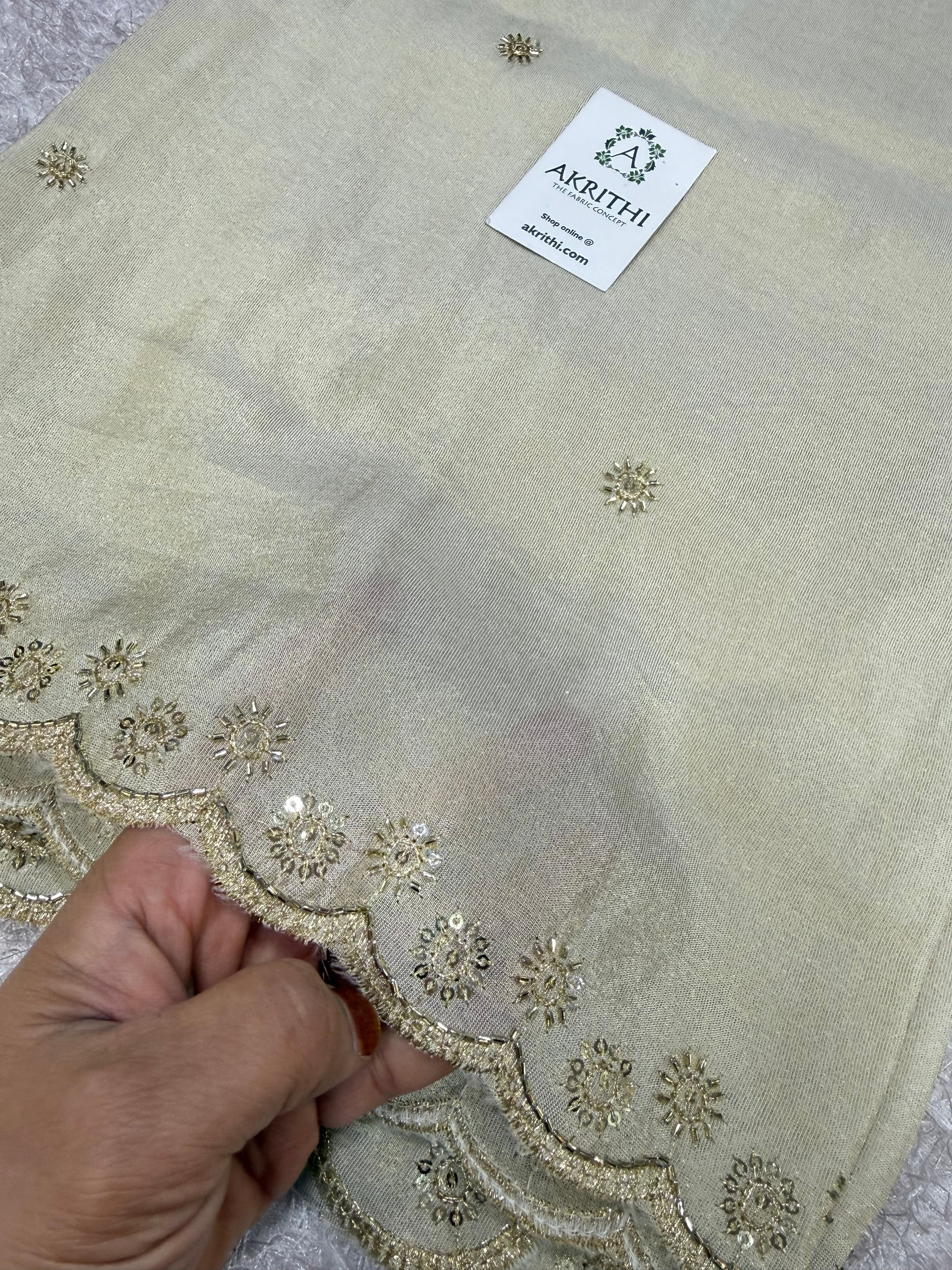 Dyeable embroidered tissue dupatta