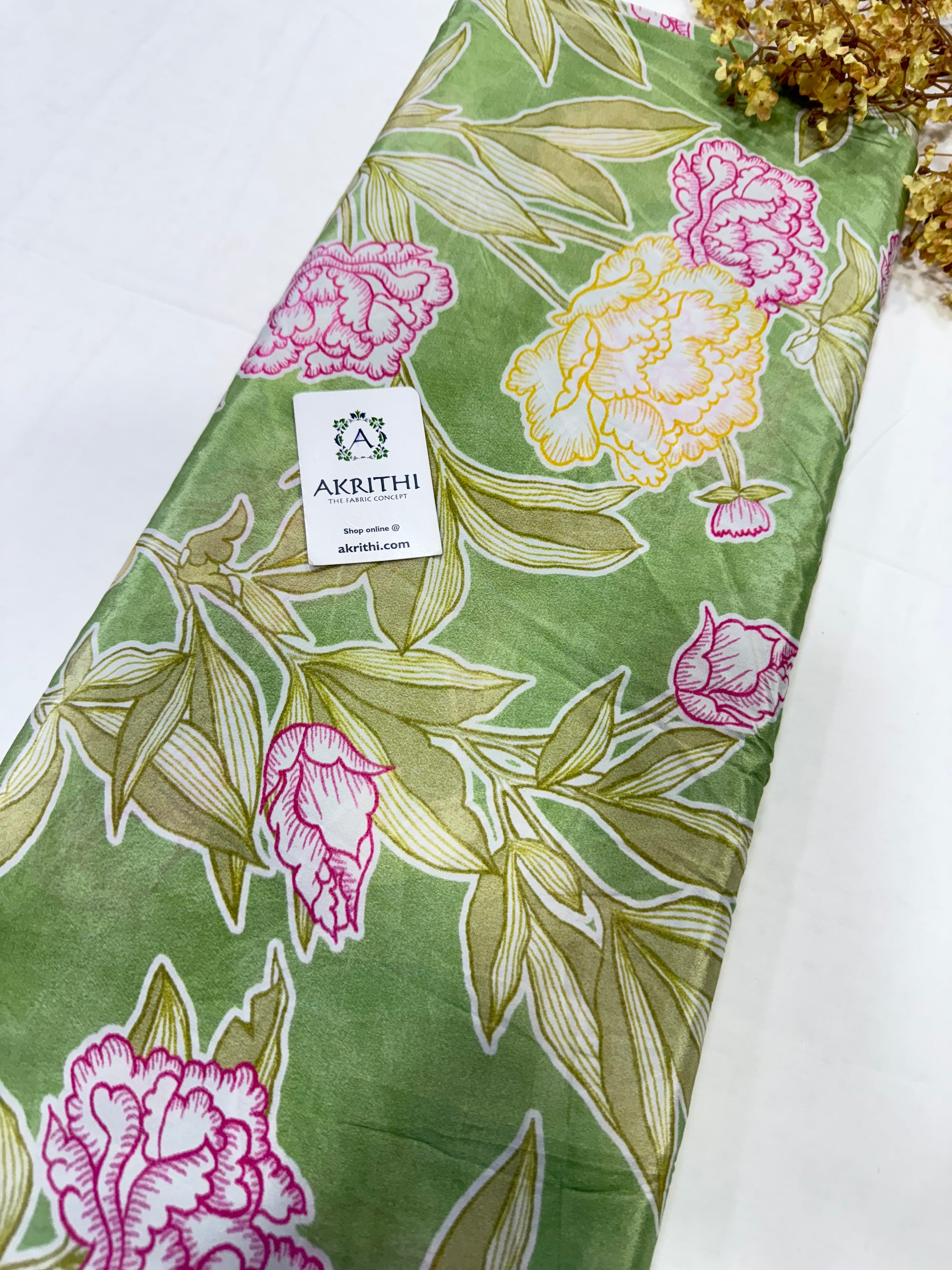 Digital floral printed pure crepe fabric