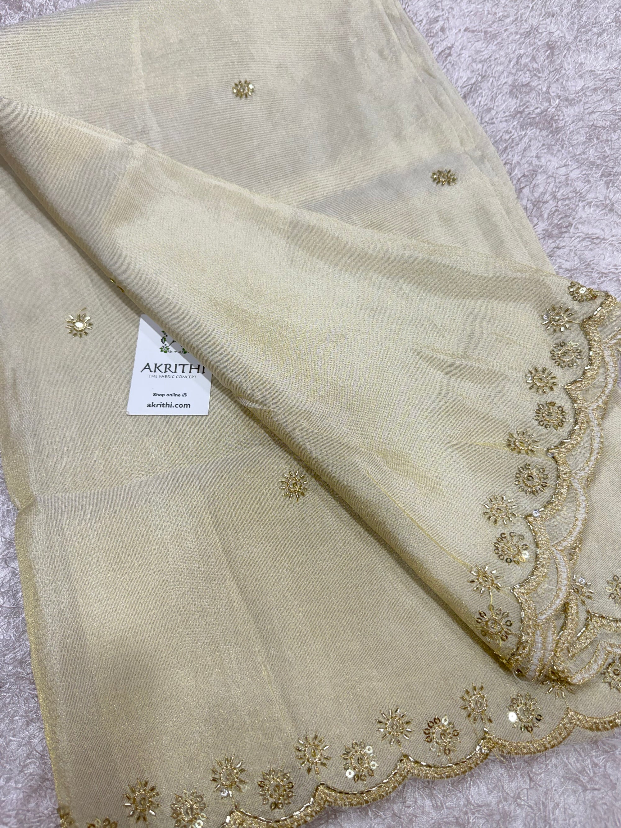 Dyeable embroidered tissue dupatta