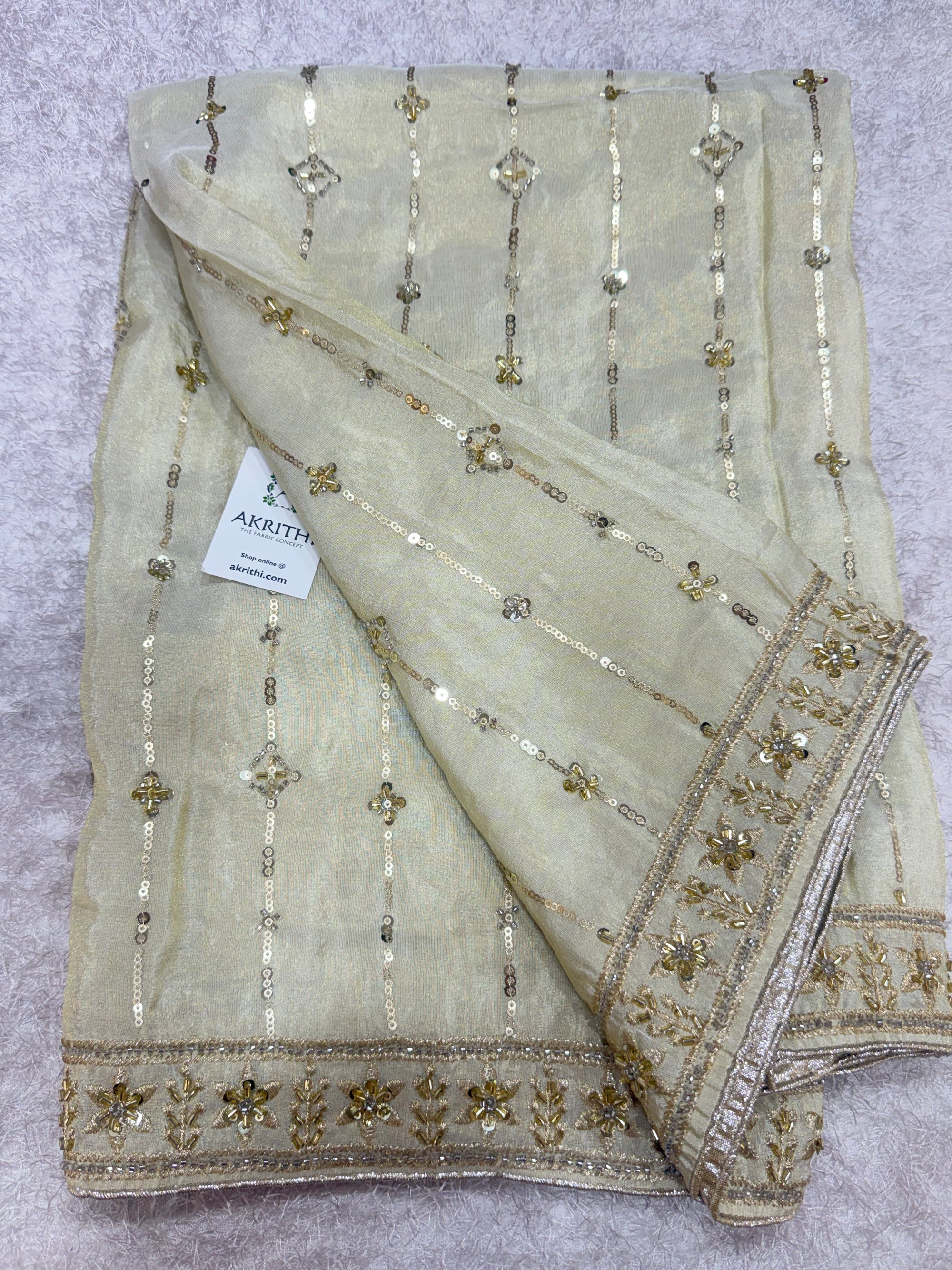 Dyeable embroidered tissue dupatta