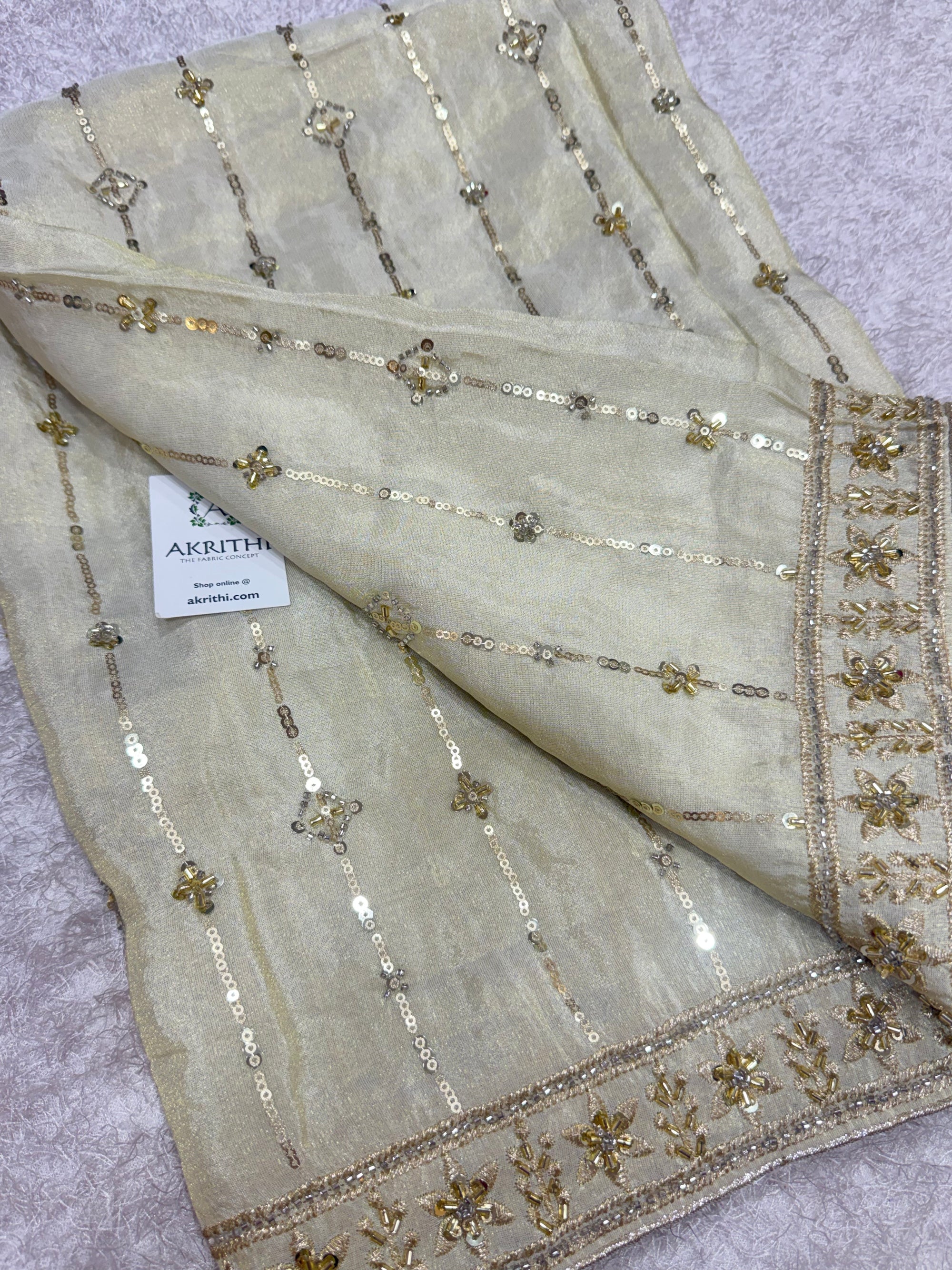 Dyeable embroidered tissue dupatta
