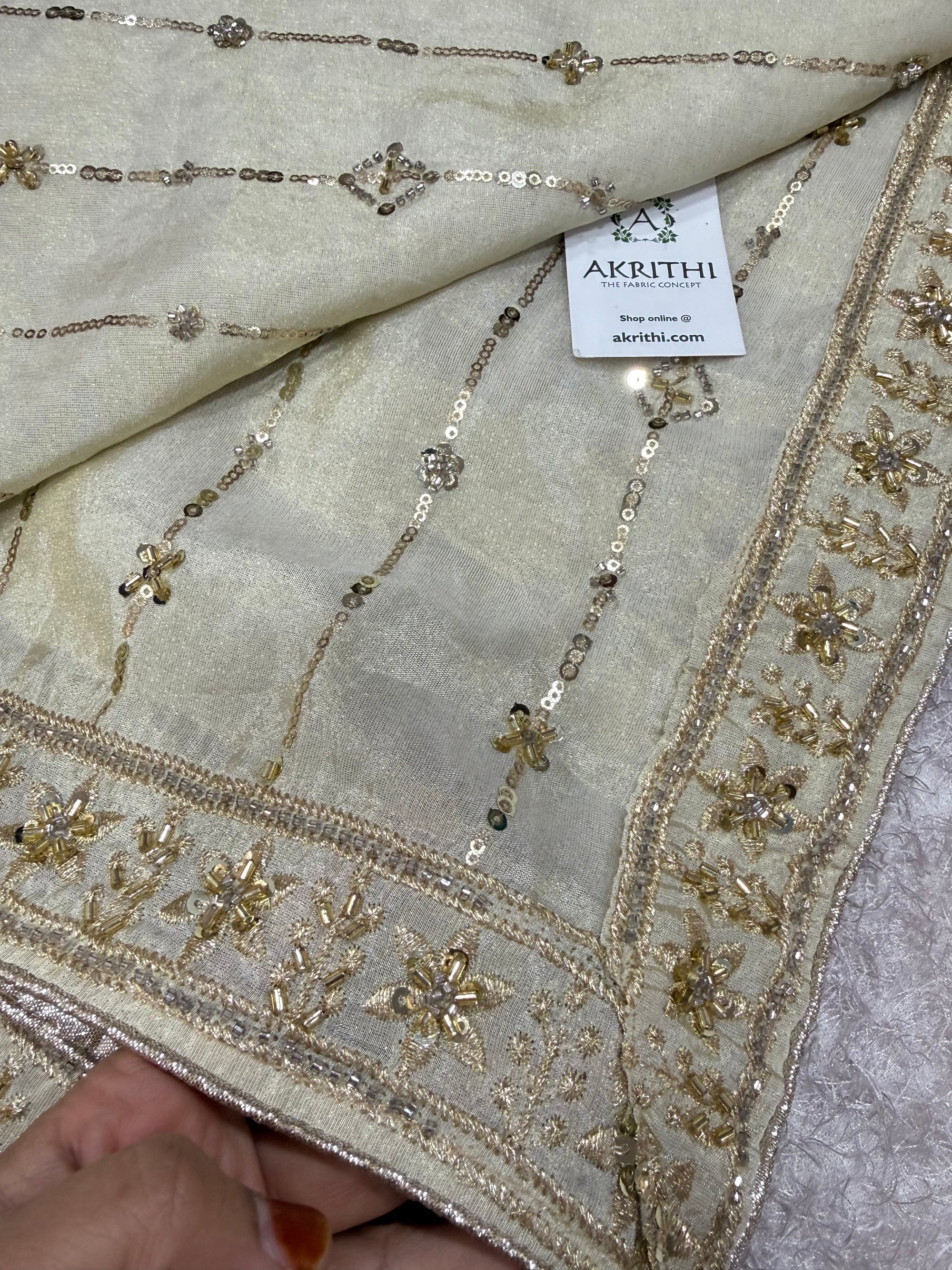 Dyeable embroidered tissue dupatta