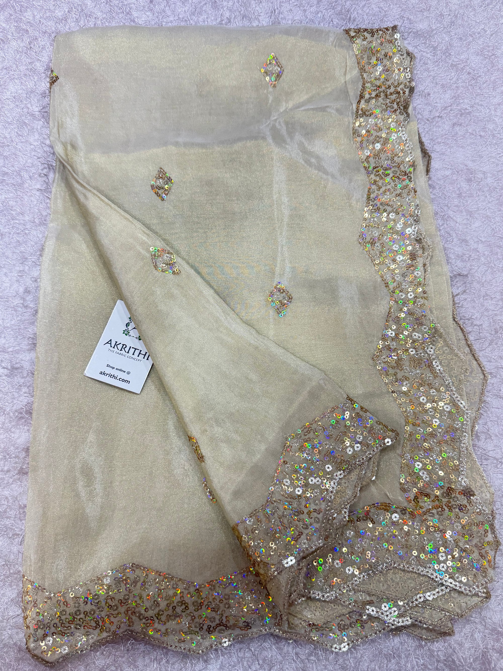 Dyeable embroidered tissue dupatta
