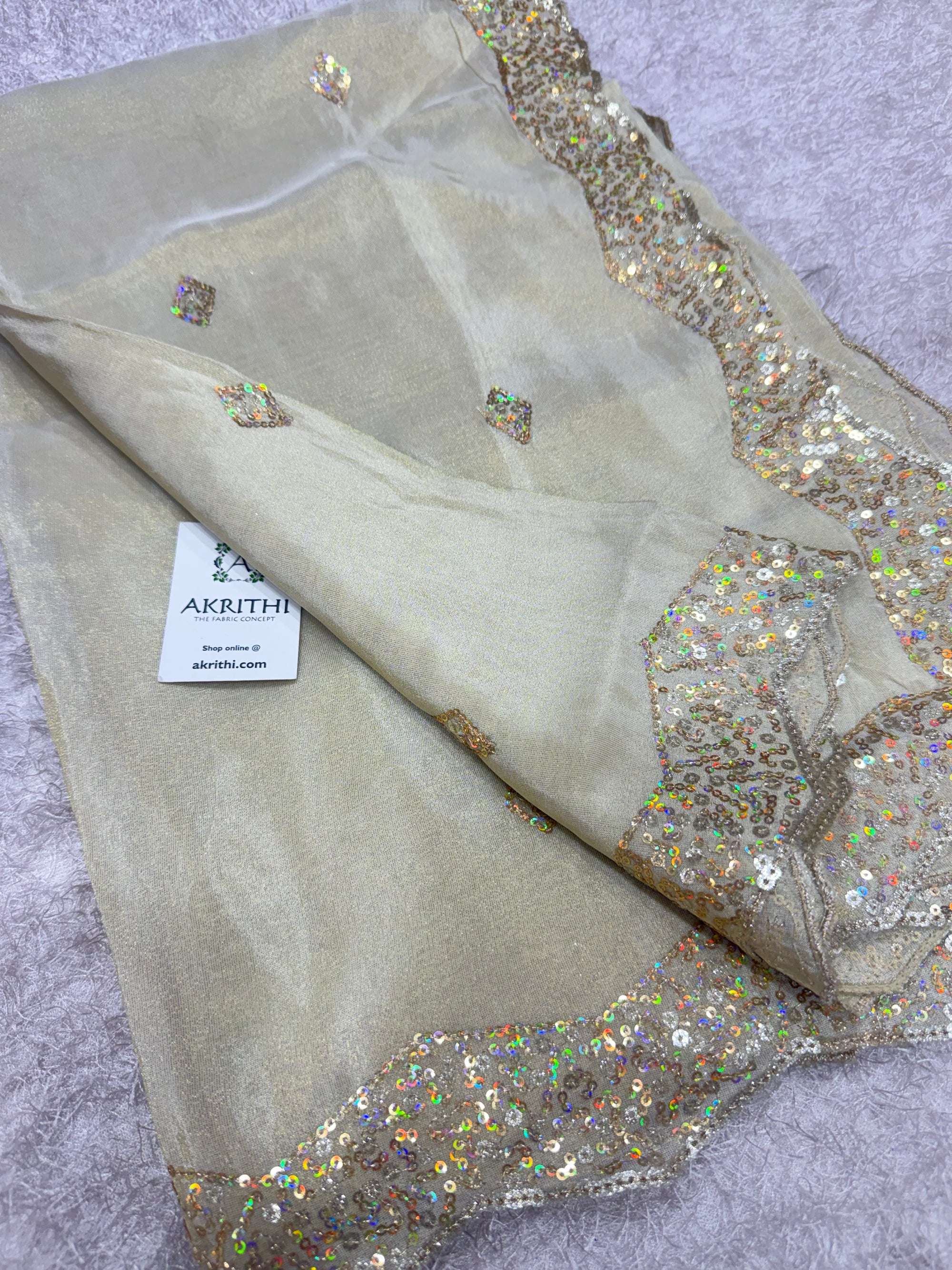 Dyeable embroidered tissue dupatta