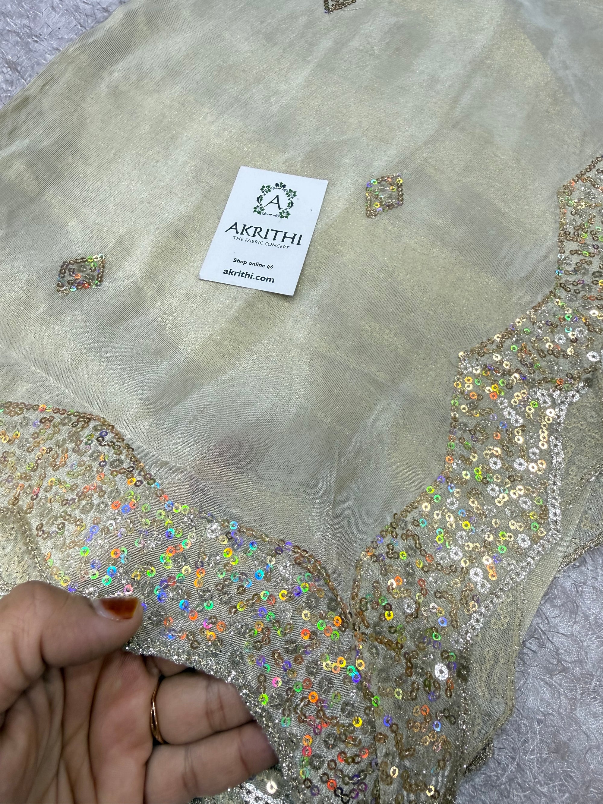 Dyeable embroidered tissue dupatta