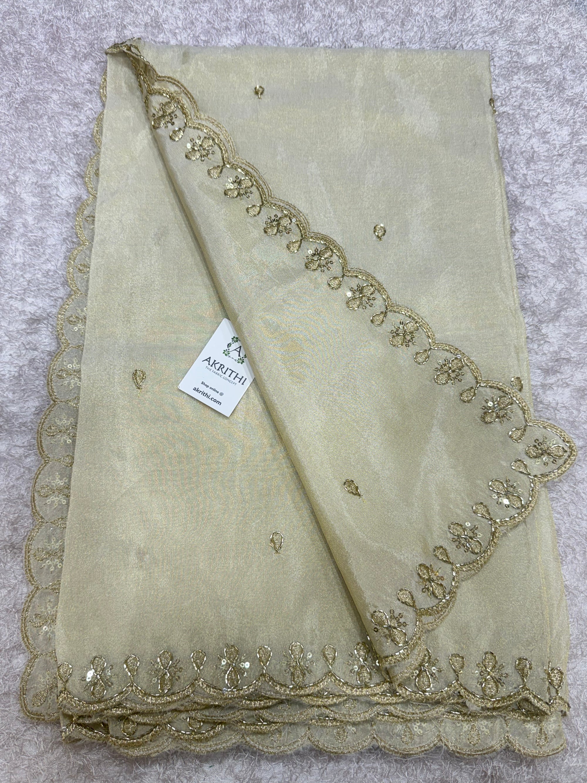 Dyeable embroidered tissue dupatta