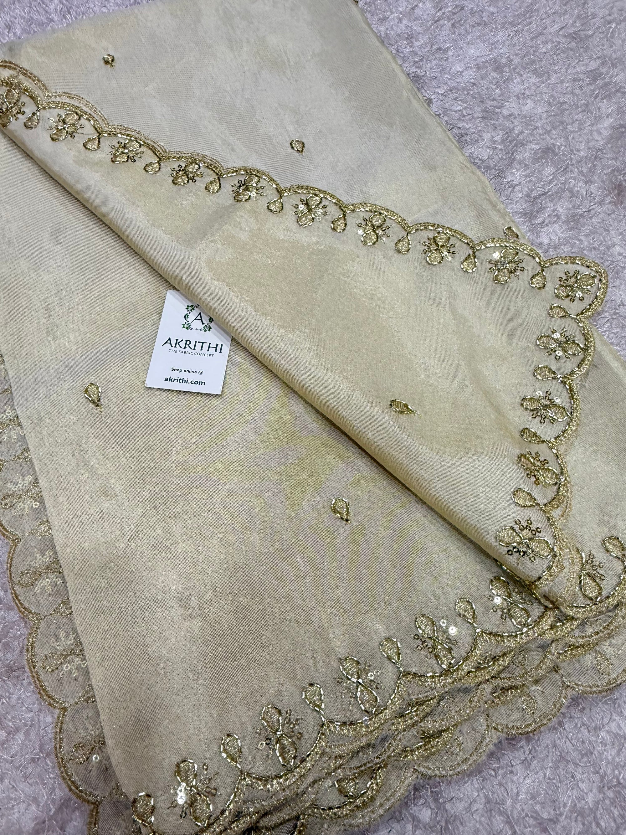 Dyeable embroidered tissue dupatta