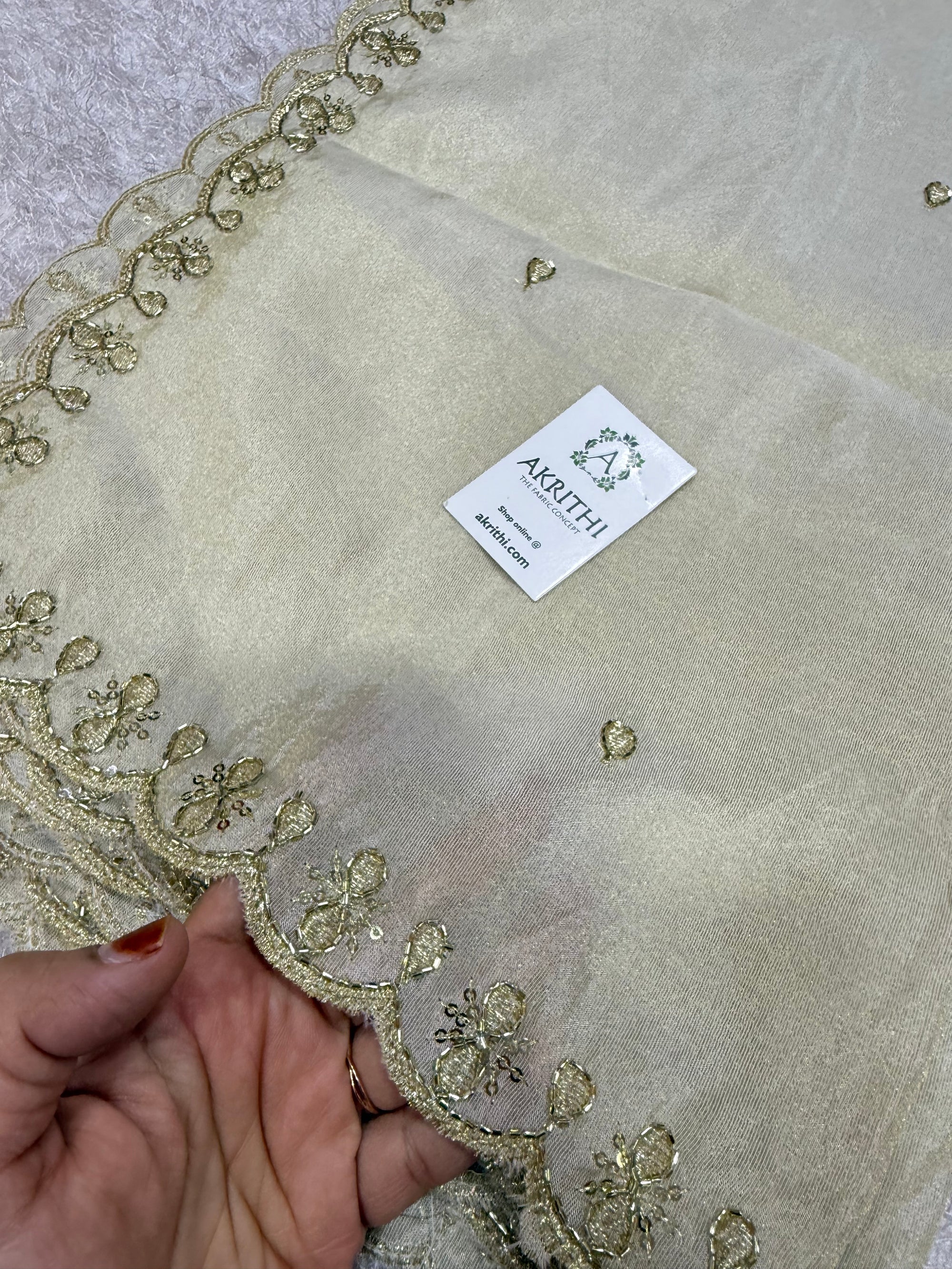 Dyeable embroidered tissue dupatta