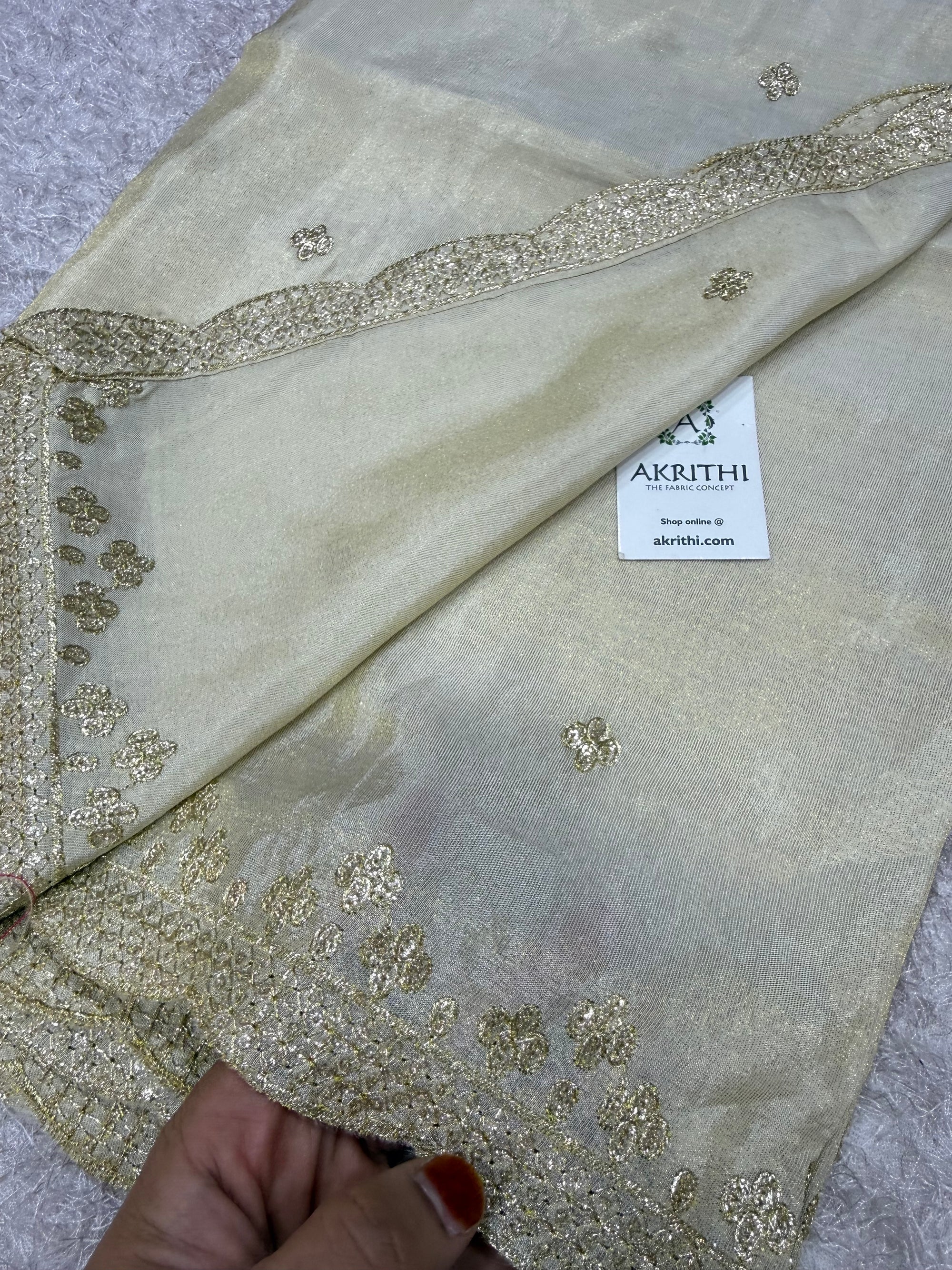 Dyeable embroidered tissue dupatta