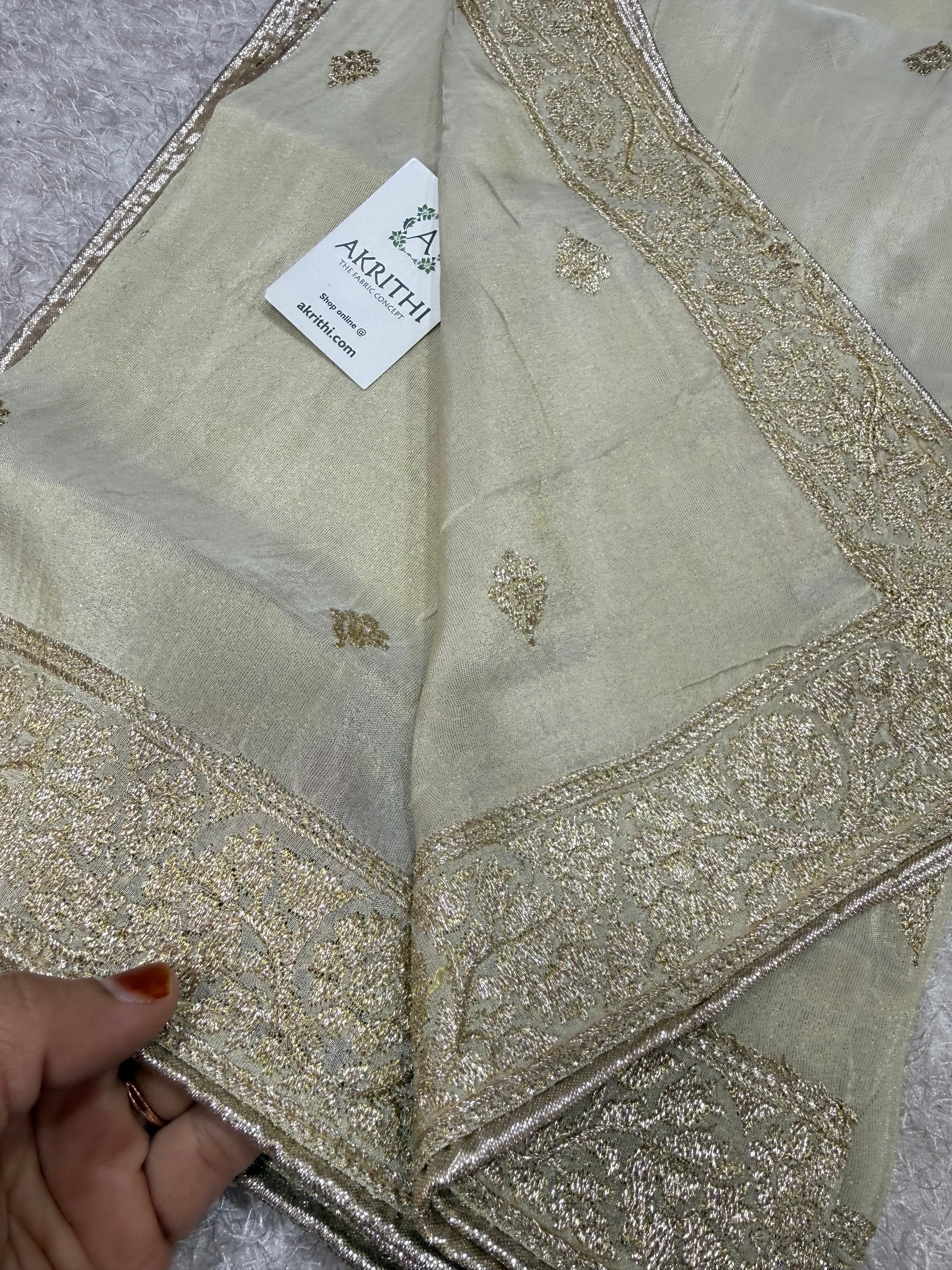 Dyeable embroidered tissue dupatta