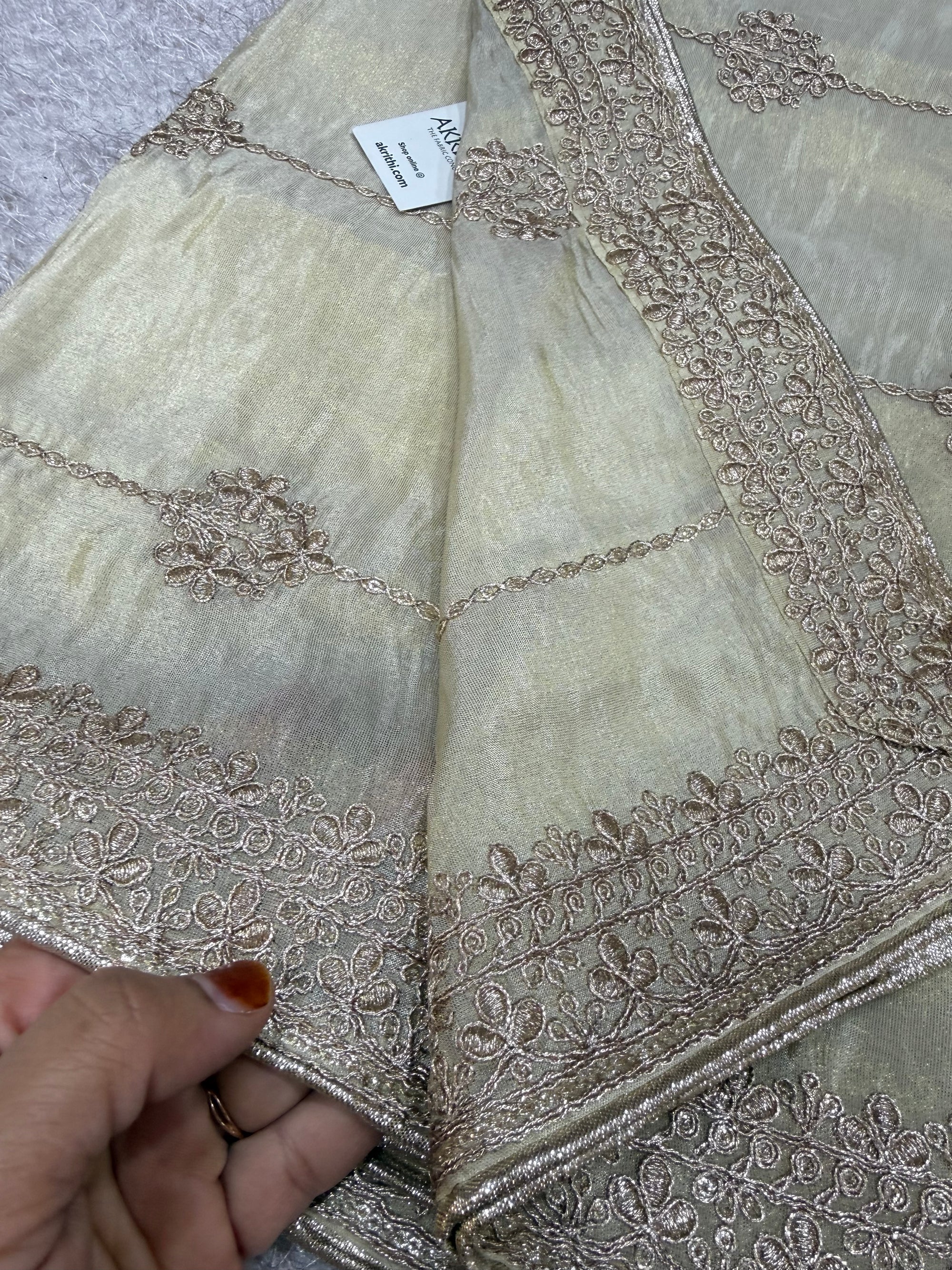 Dyeable embroidered tissue dupatta