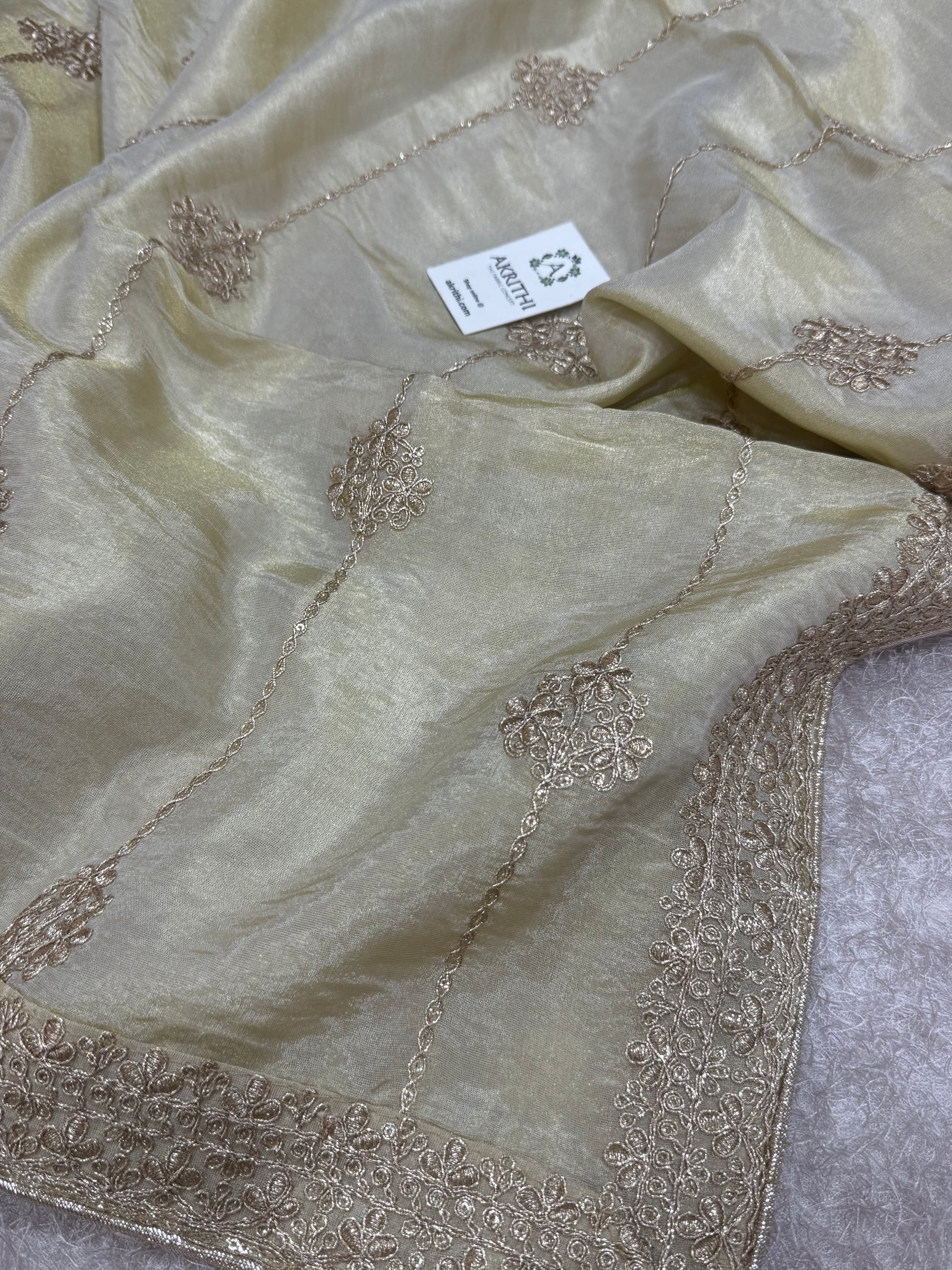 Dyeable embroidered tissue dupatta