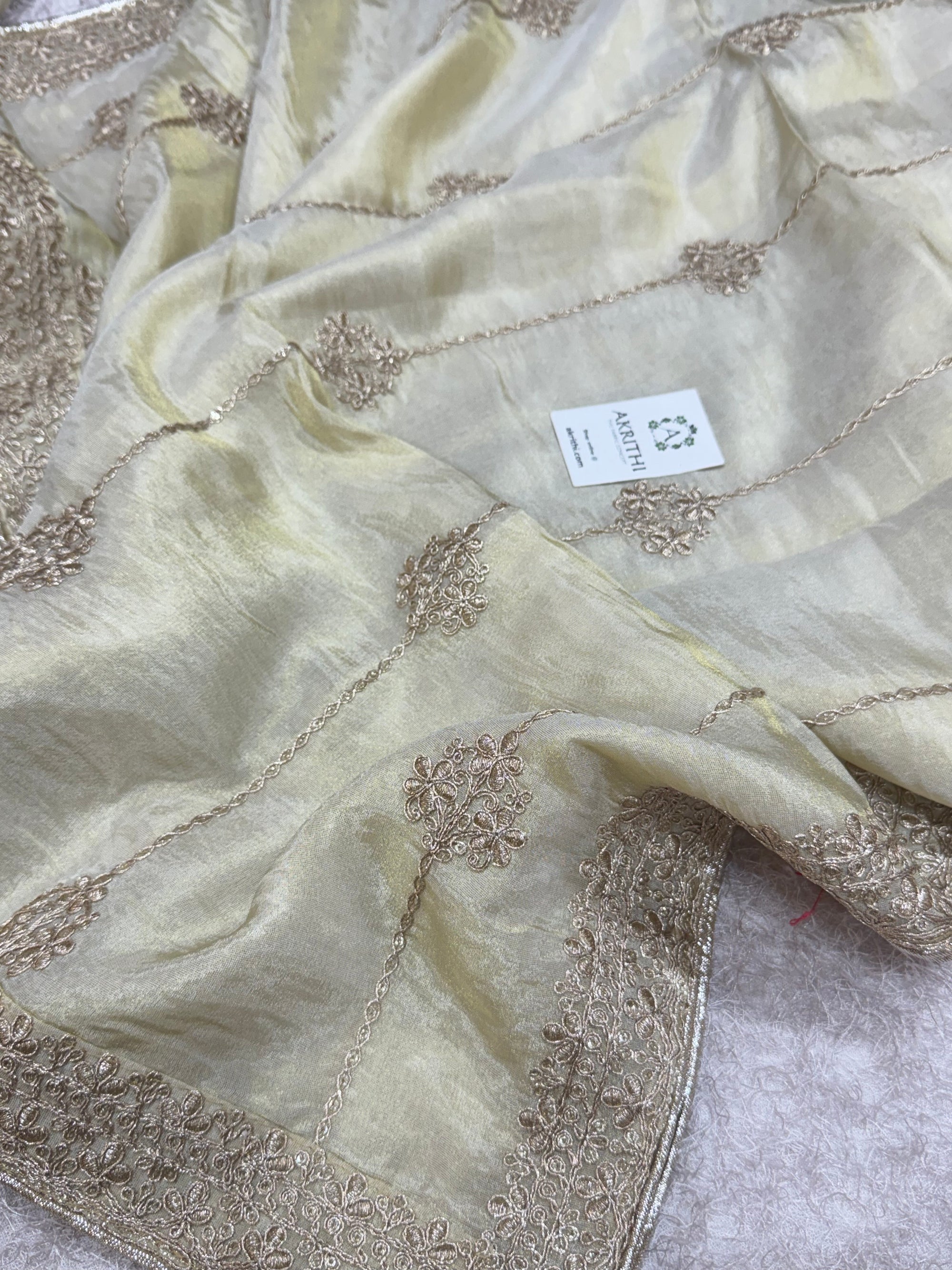 Dyeable embroidered tissue dupatta