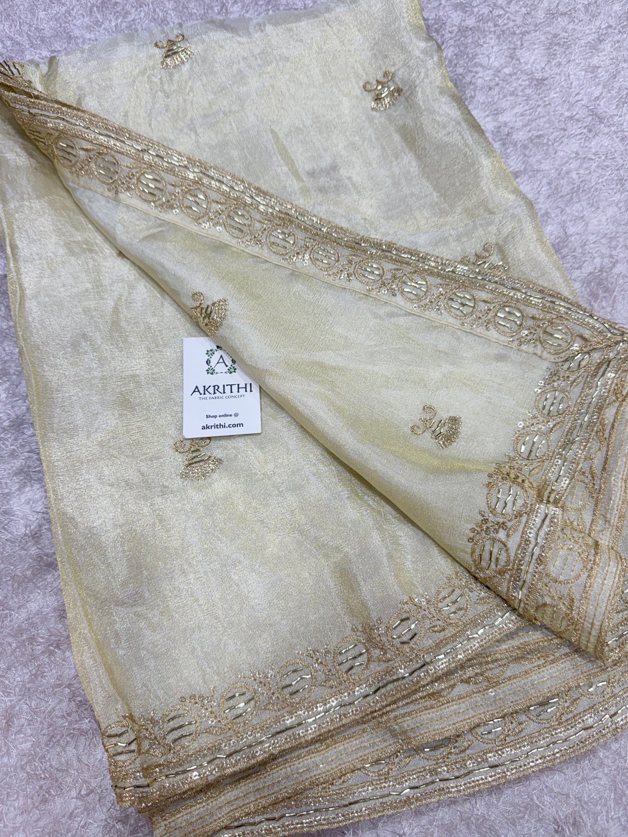 Dyeable embroidered tissue dupatta