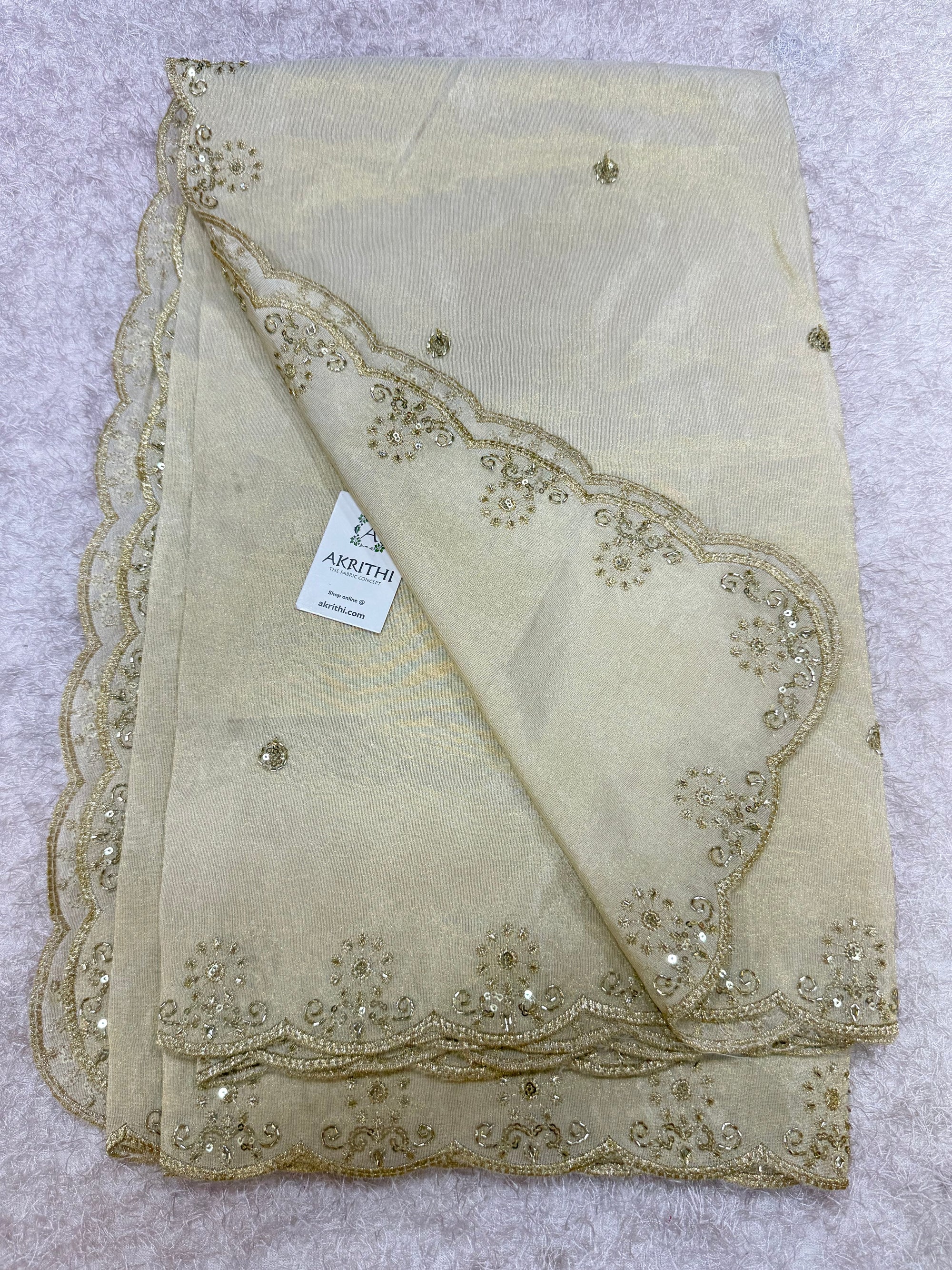 Dyeable embroidered tissue dupatta