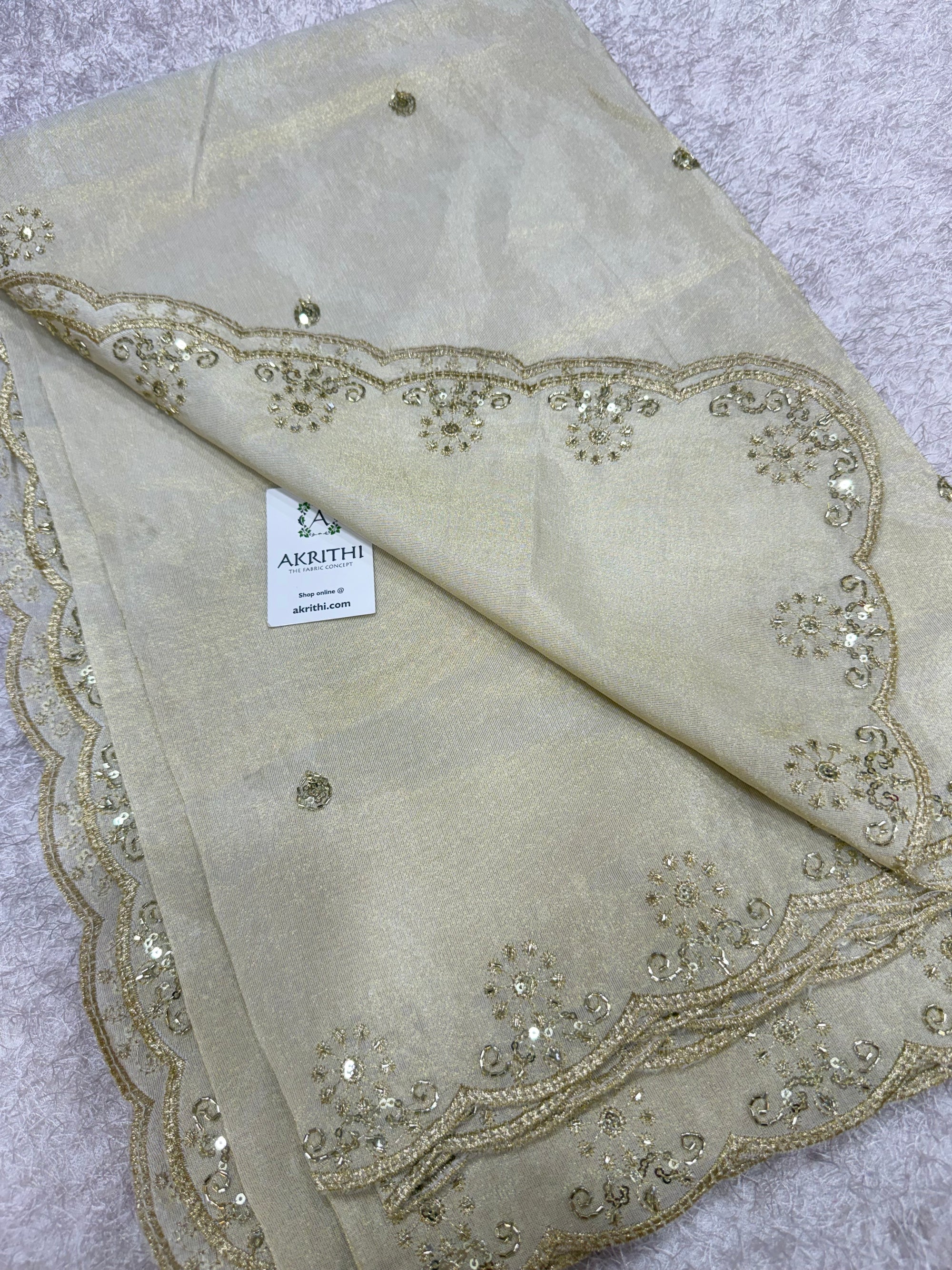 Dyeable embroidered tissue dupatta