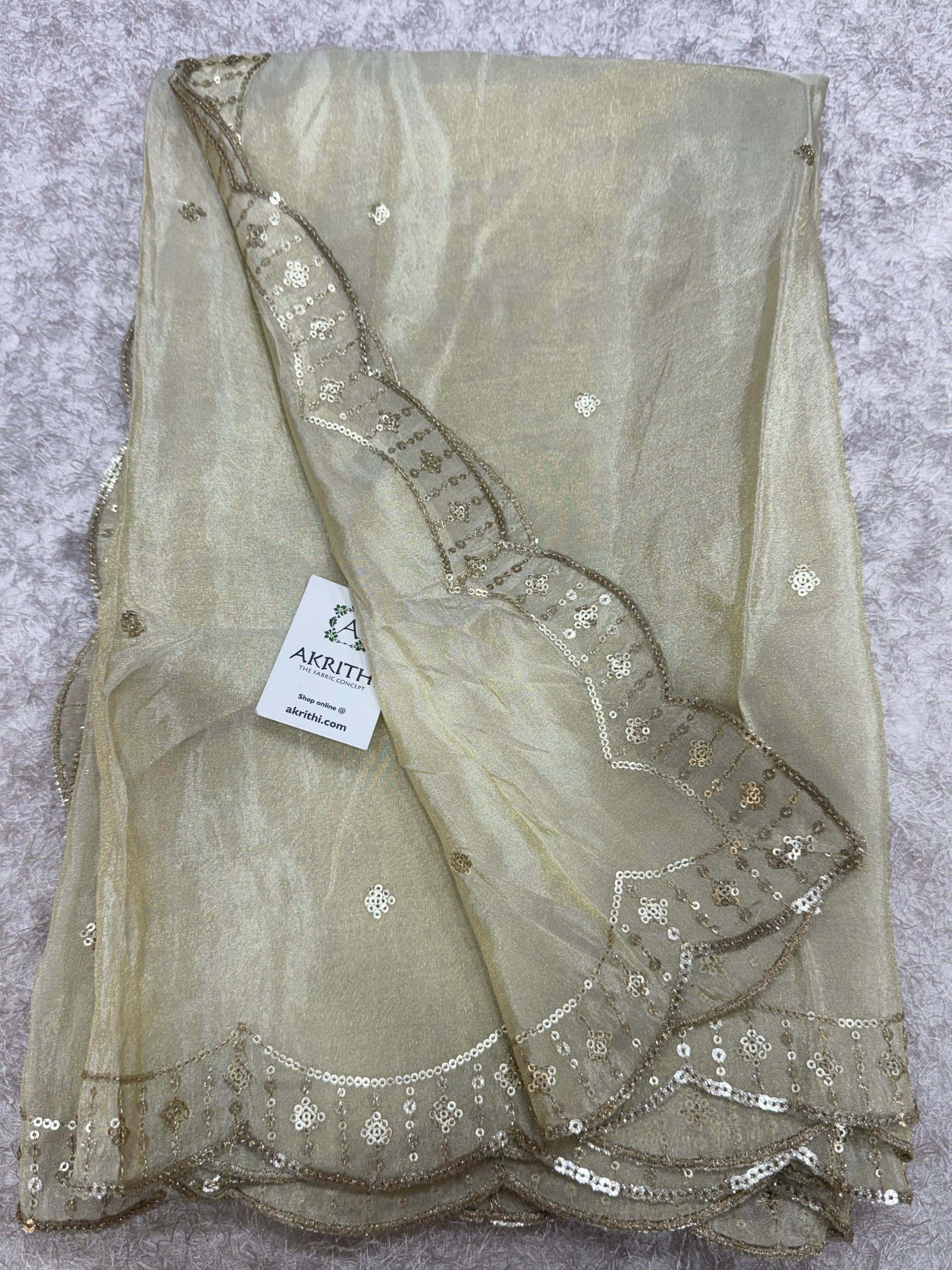 Dyeable embroidered tissue dupatta