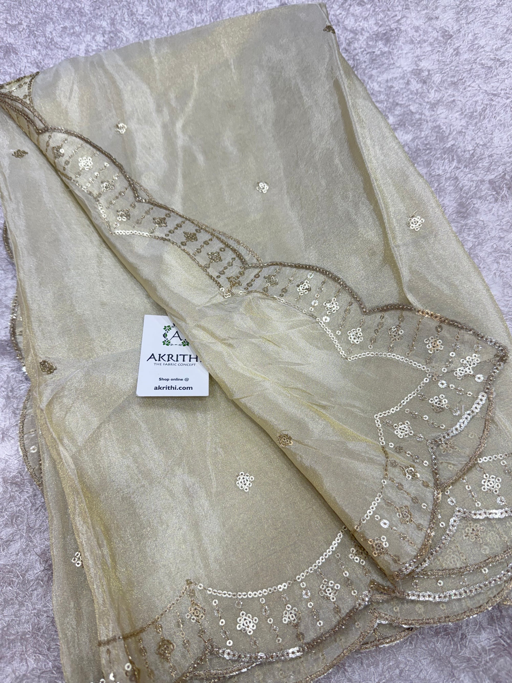 Dyeable embroidered tissue dupatta