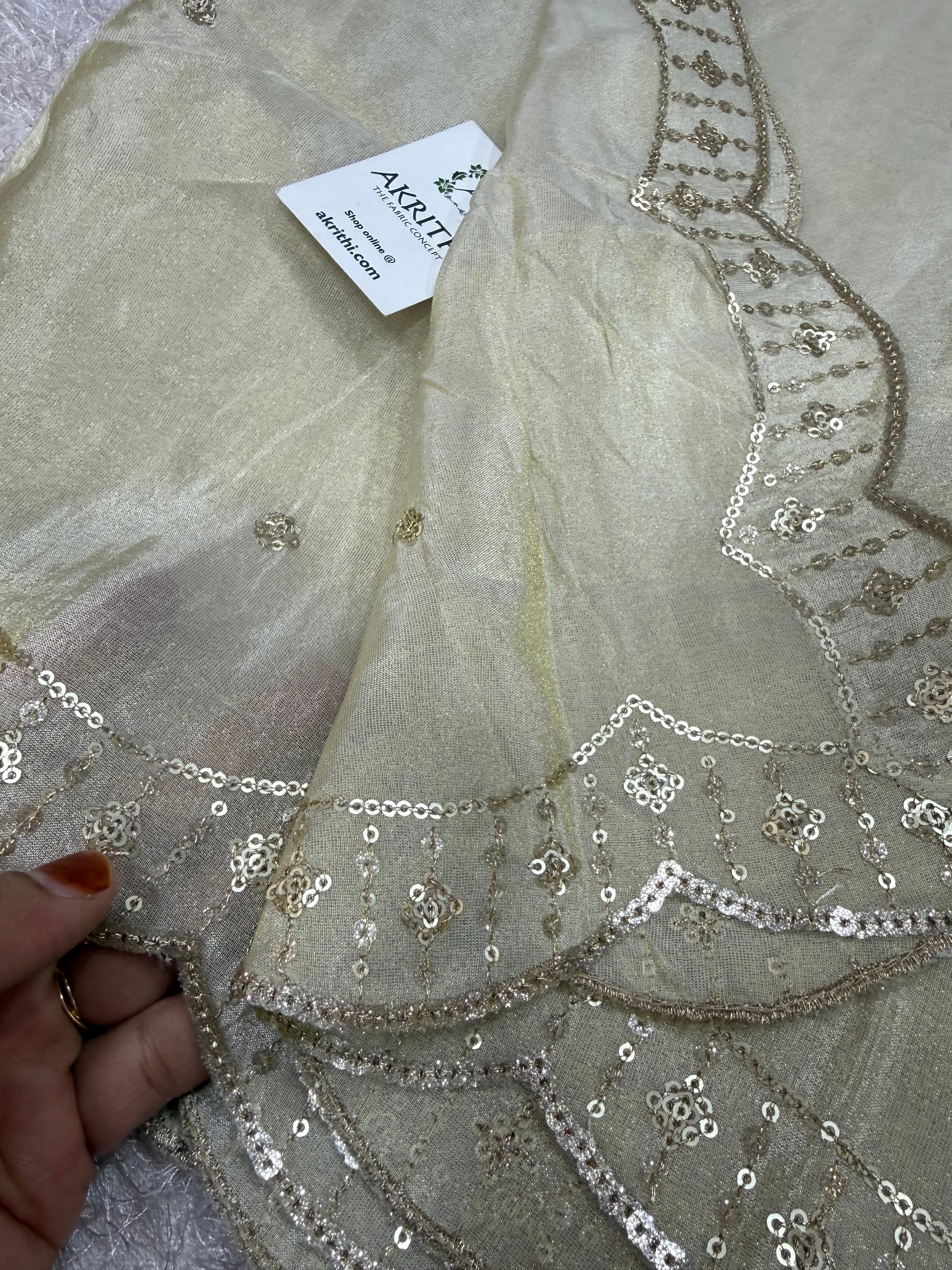 Dyeable embroidered tissue dupatta