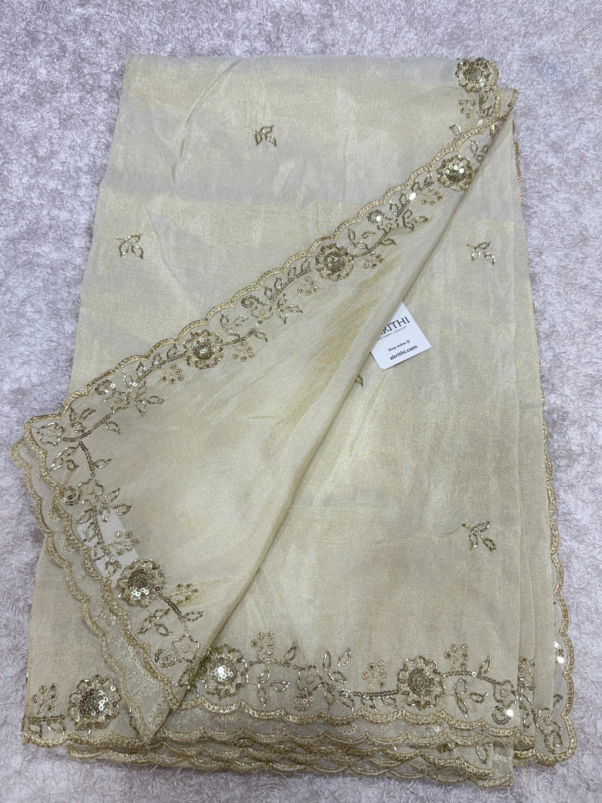 Dyeable embroidered tissue dupatta