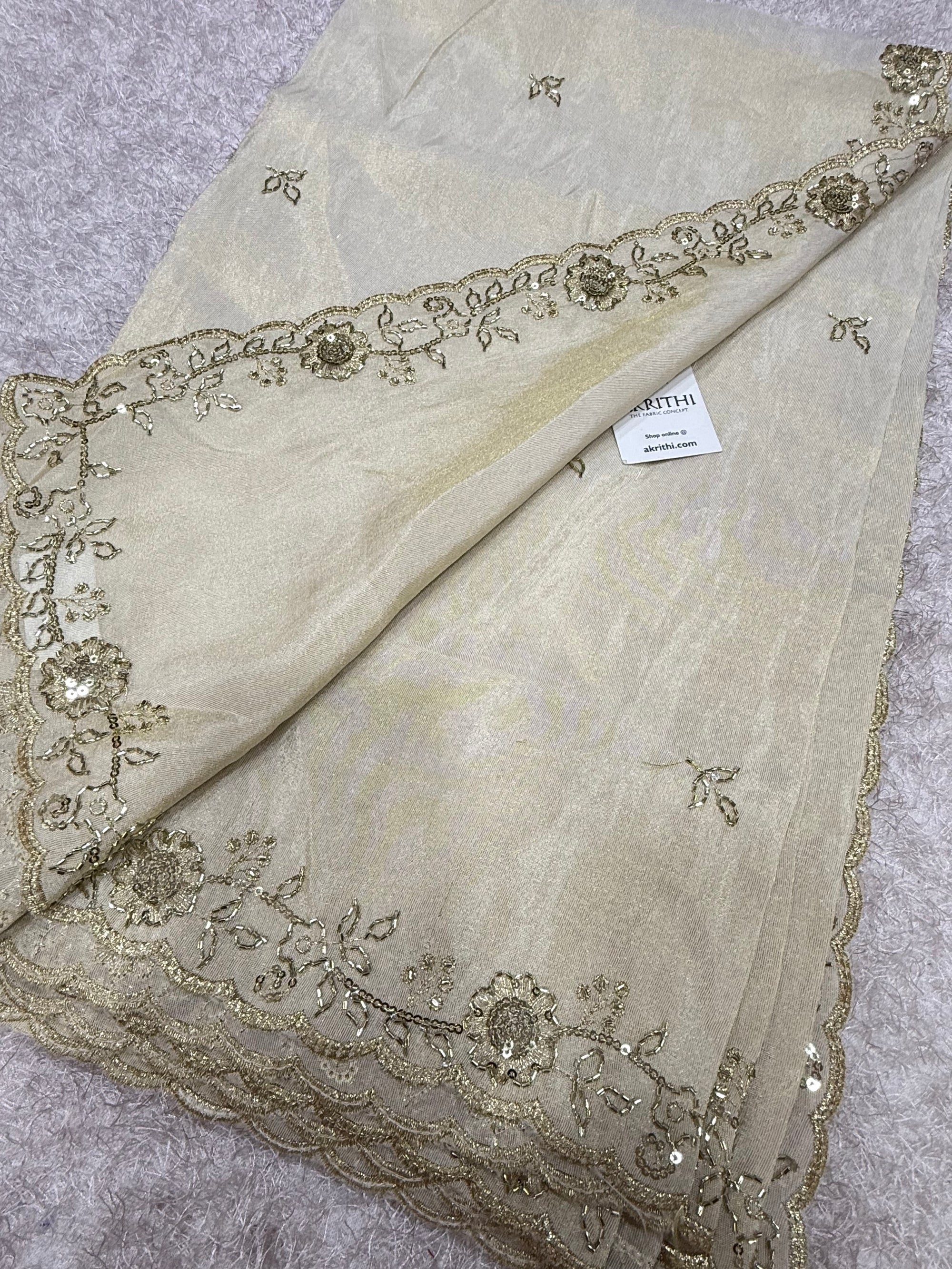 Dyeable embroidered tissue dupatta