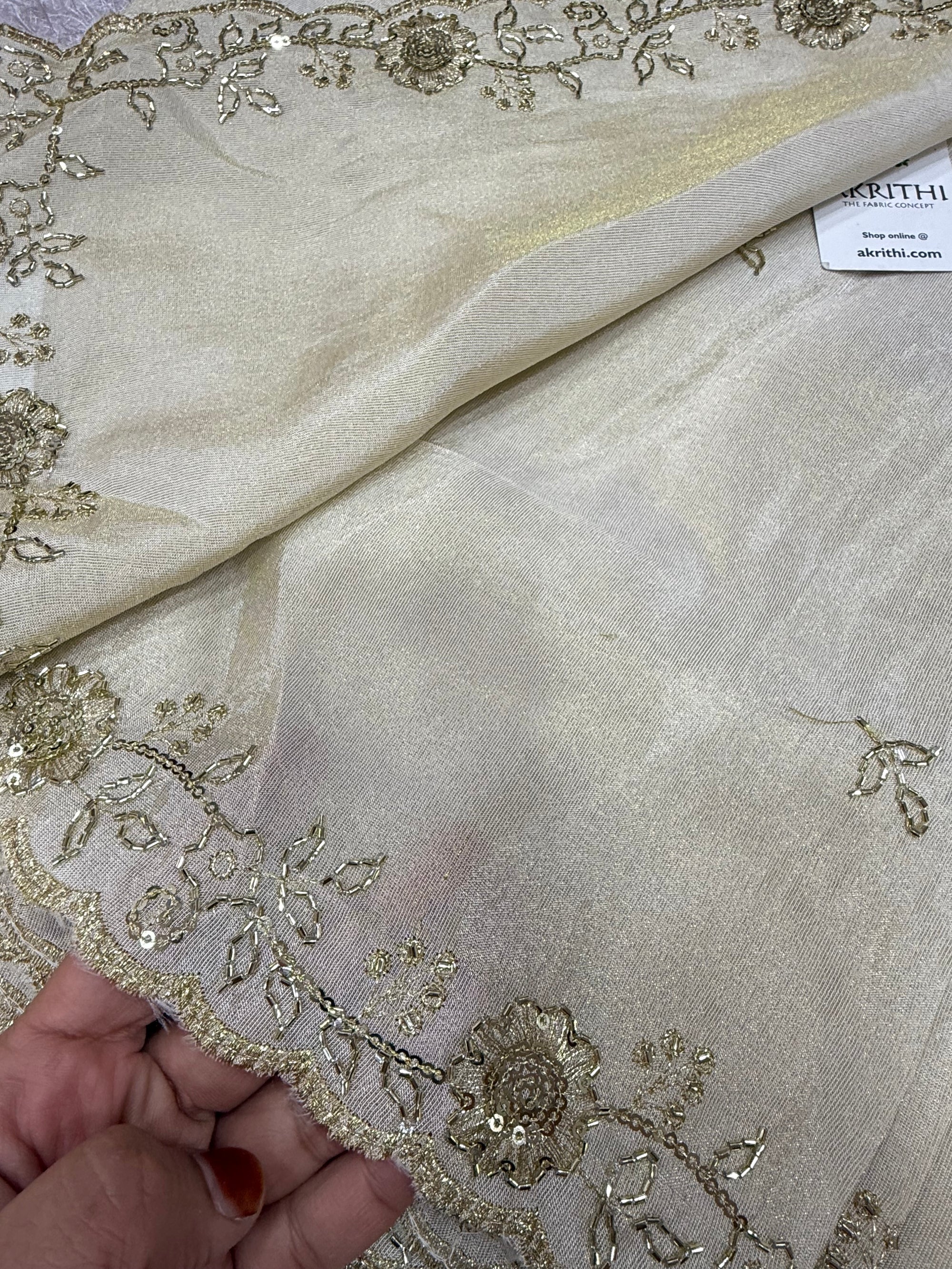 Dyeable embroidered tissue dupatta
