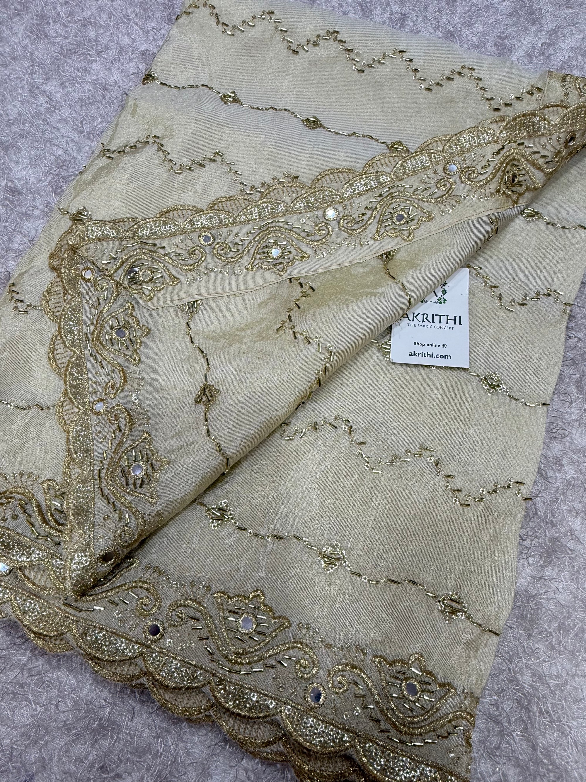Dyeable embroidered tissue dupatta