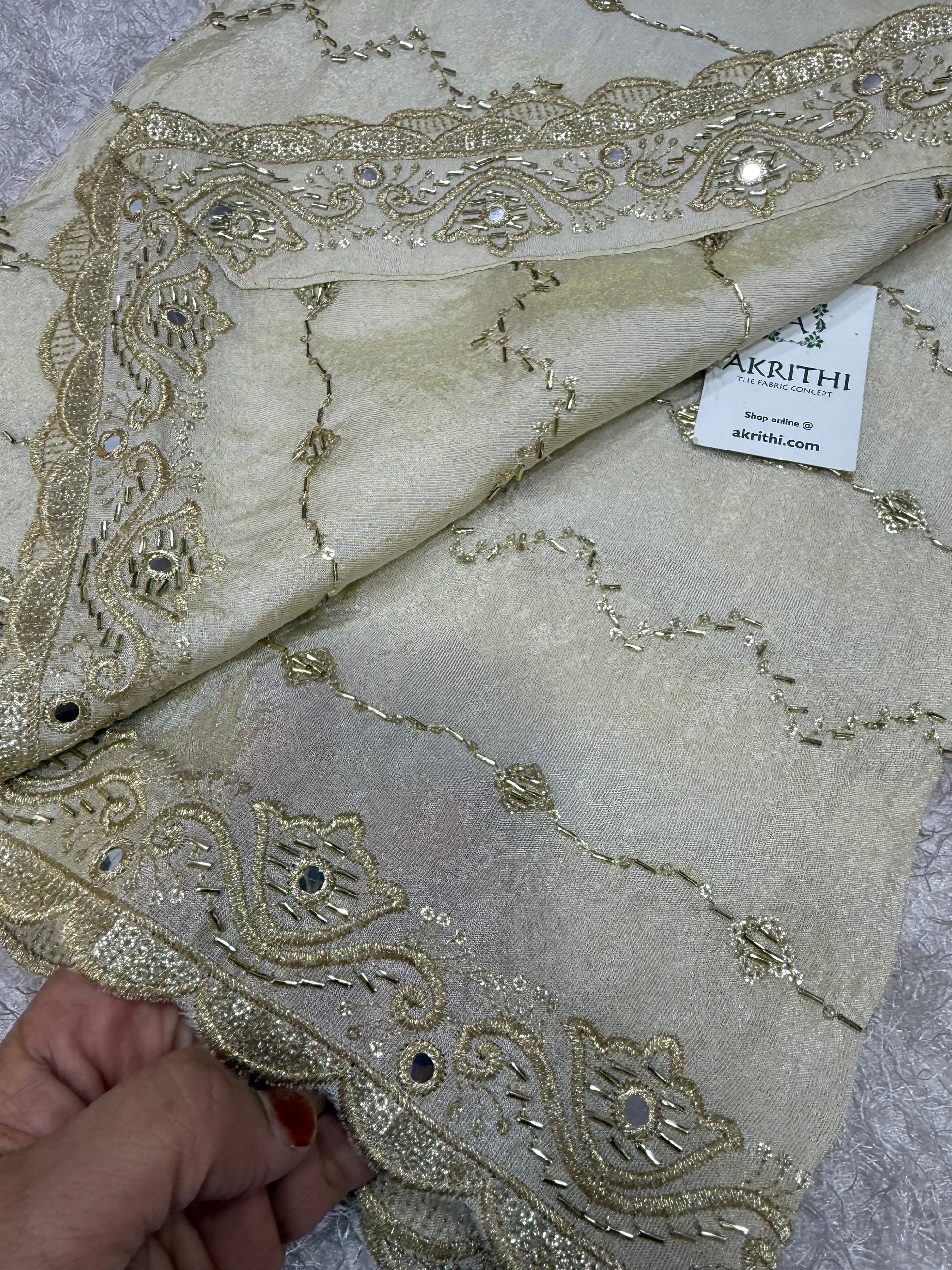 Dyeable embroidered tissue dupatta