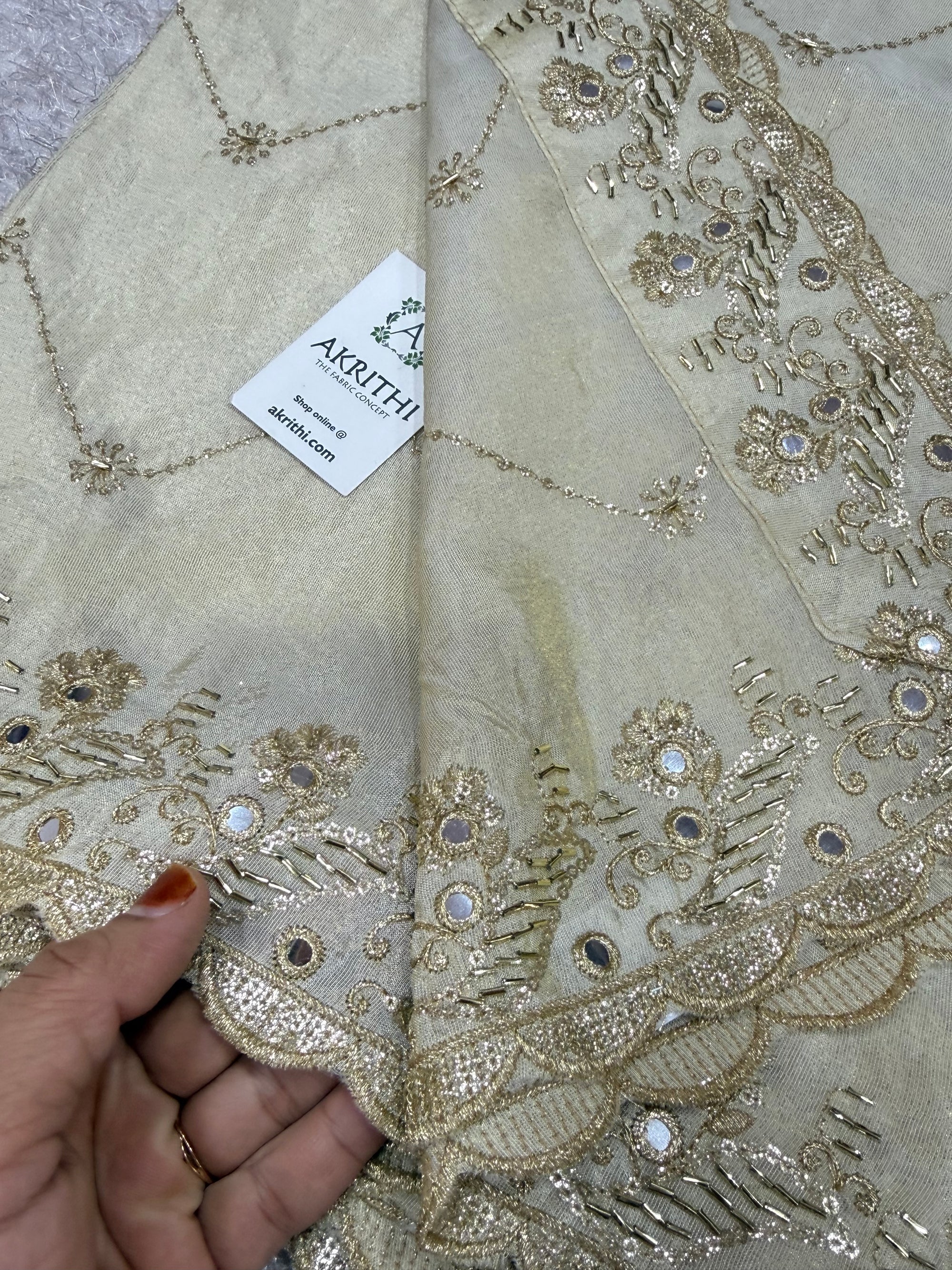 Dyeable embroidered tissue dupatta
