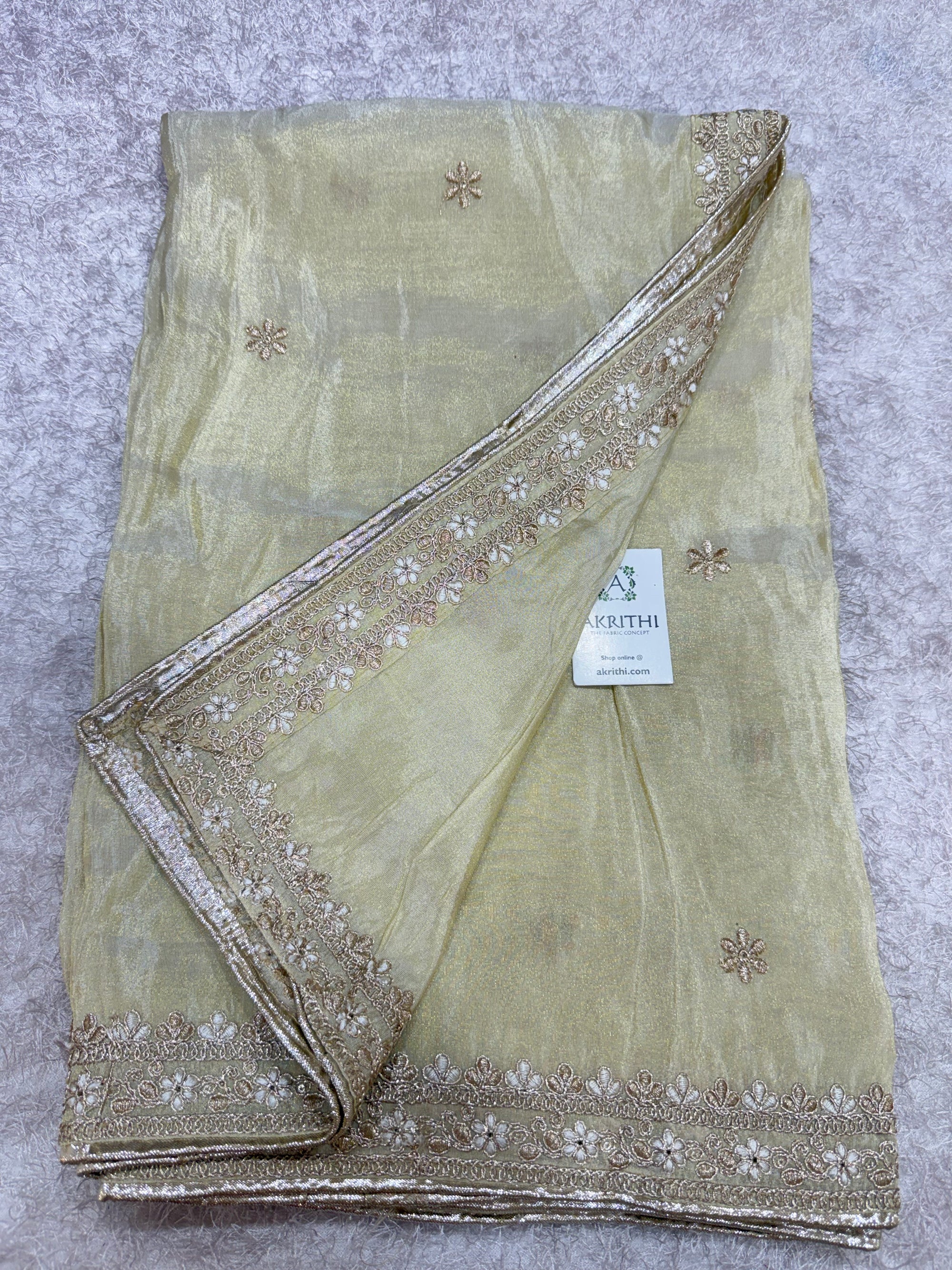 Dyeable embroidered tissue dupatta
