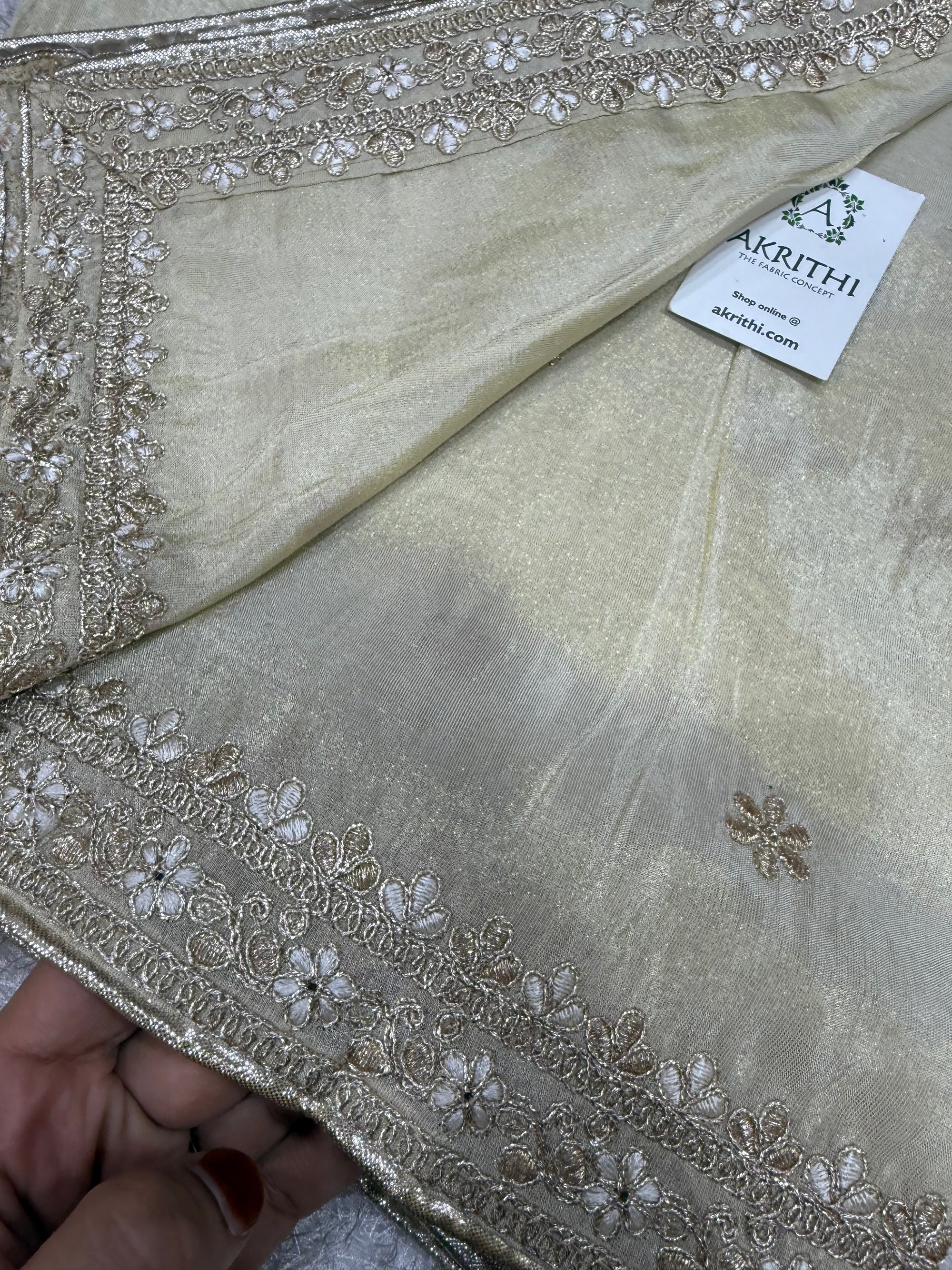 Dyeable embroidered tissue dupatta