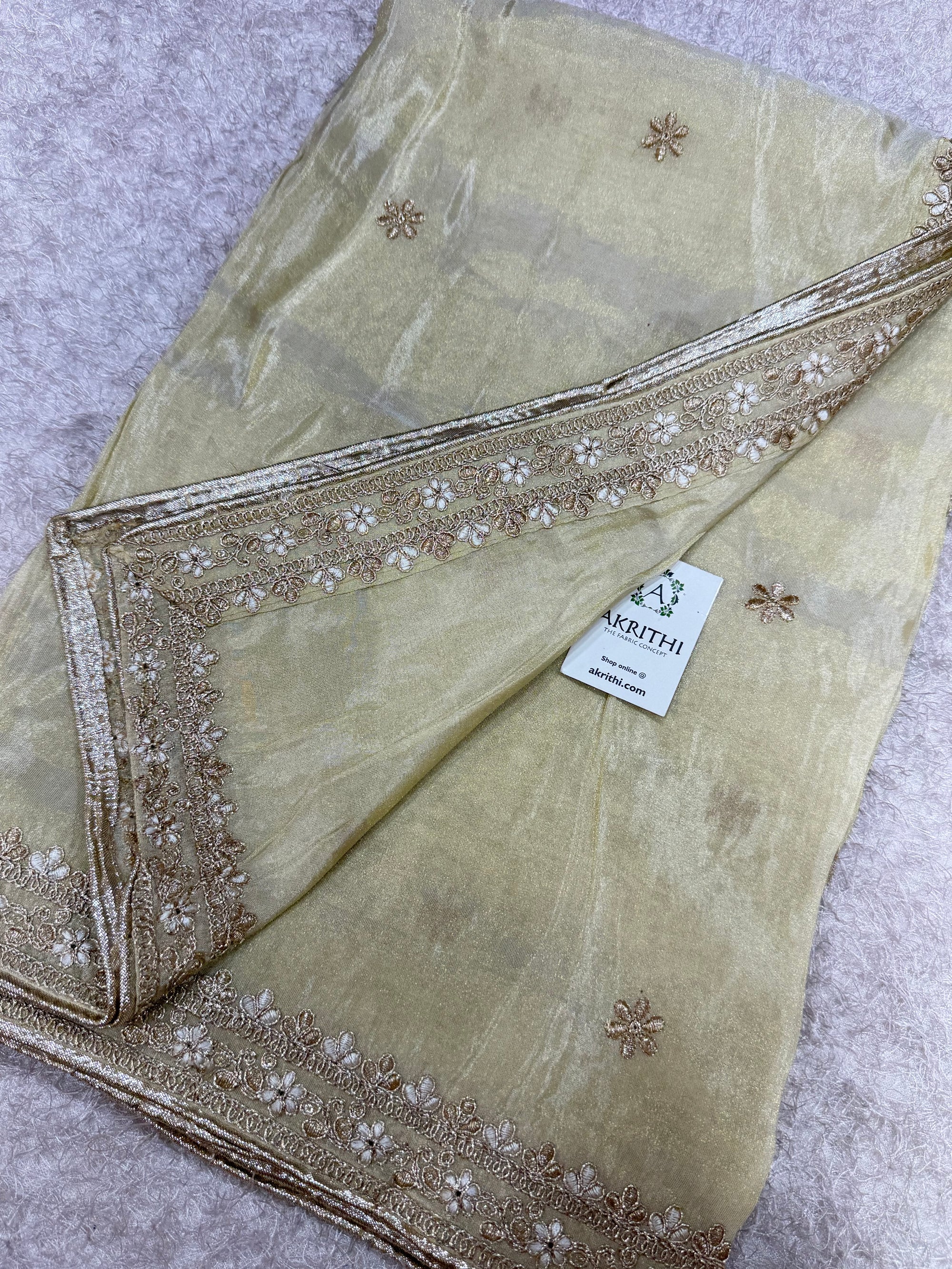 Dyeable embroidered tissue dupatta