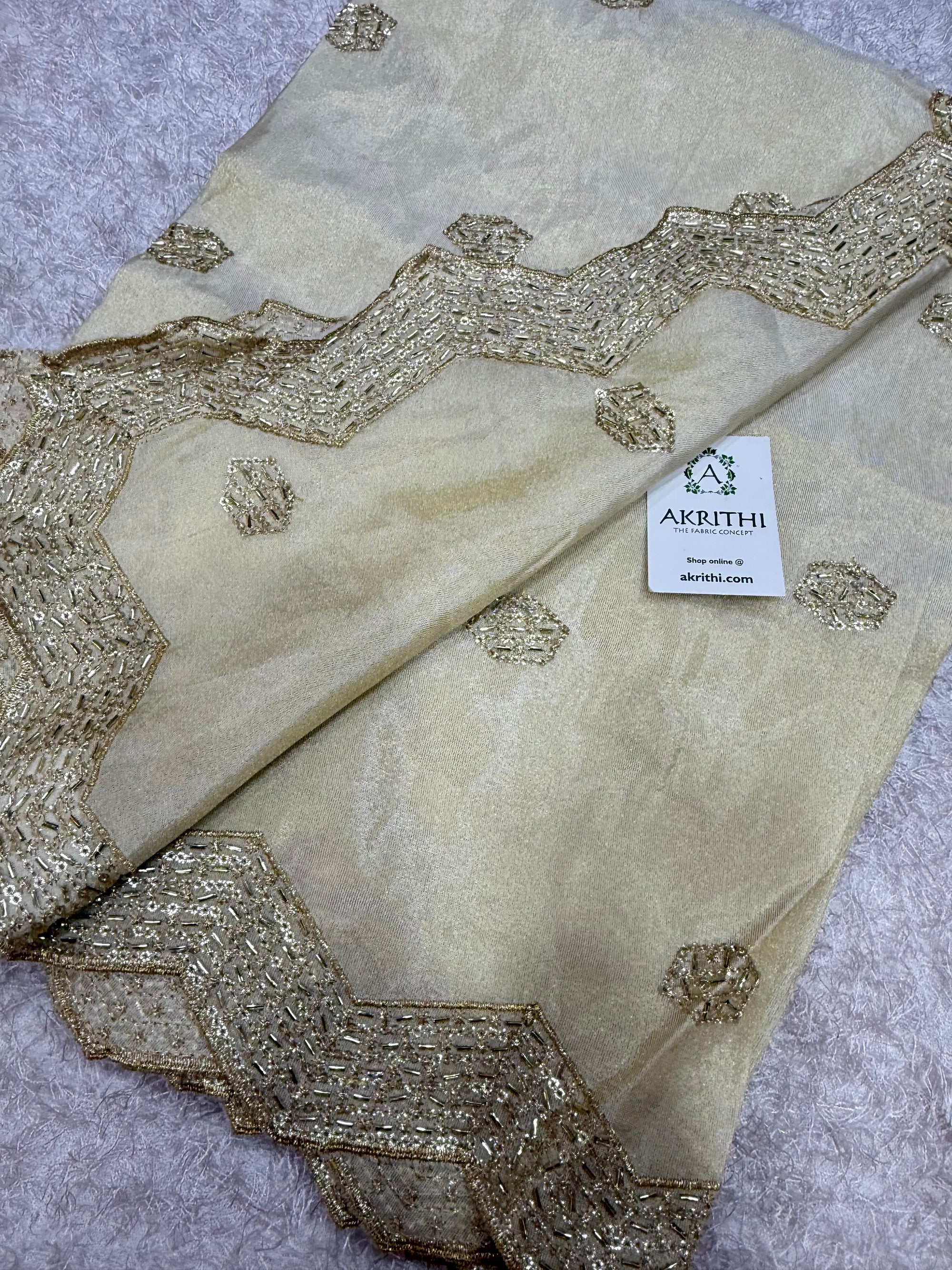 Dyeable embroidered tissue dupatta