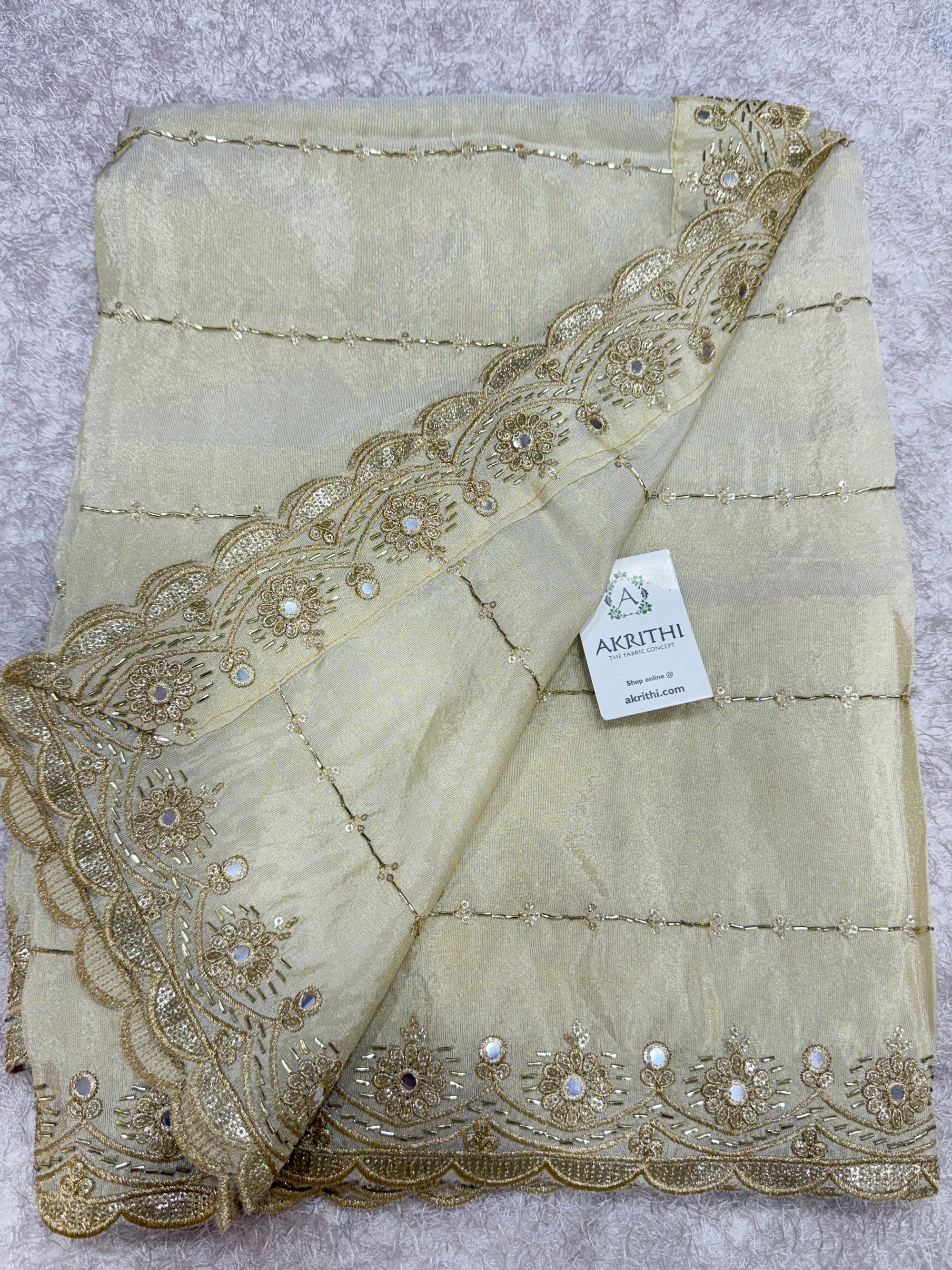 Dyeable embroidered tissue dupatta