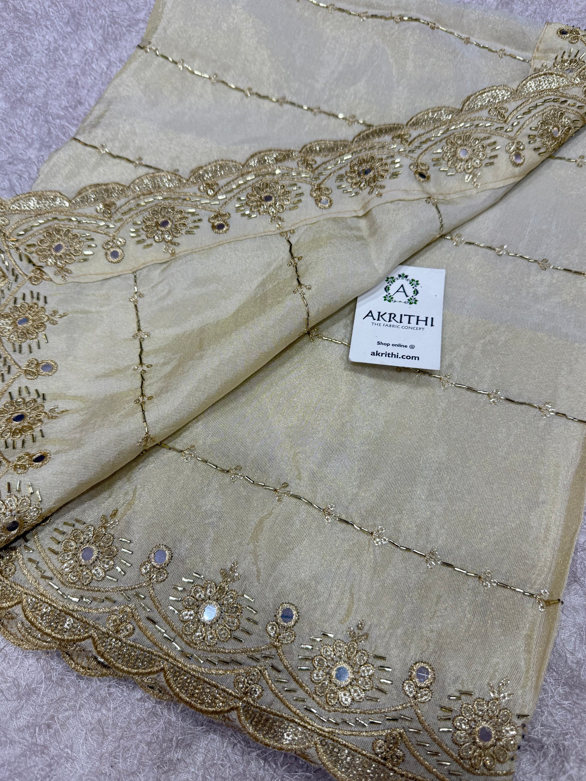 Dyeable embroidered tissue dupatta