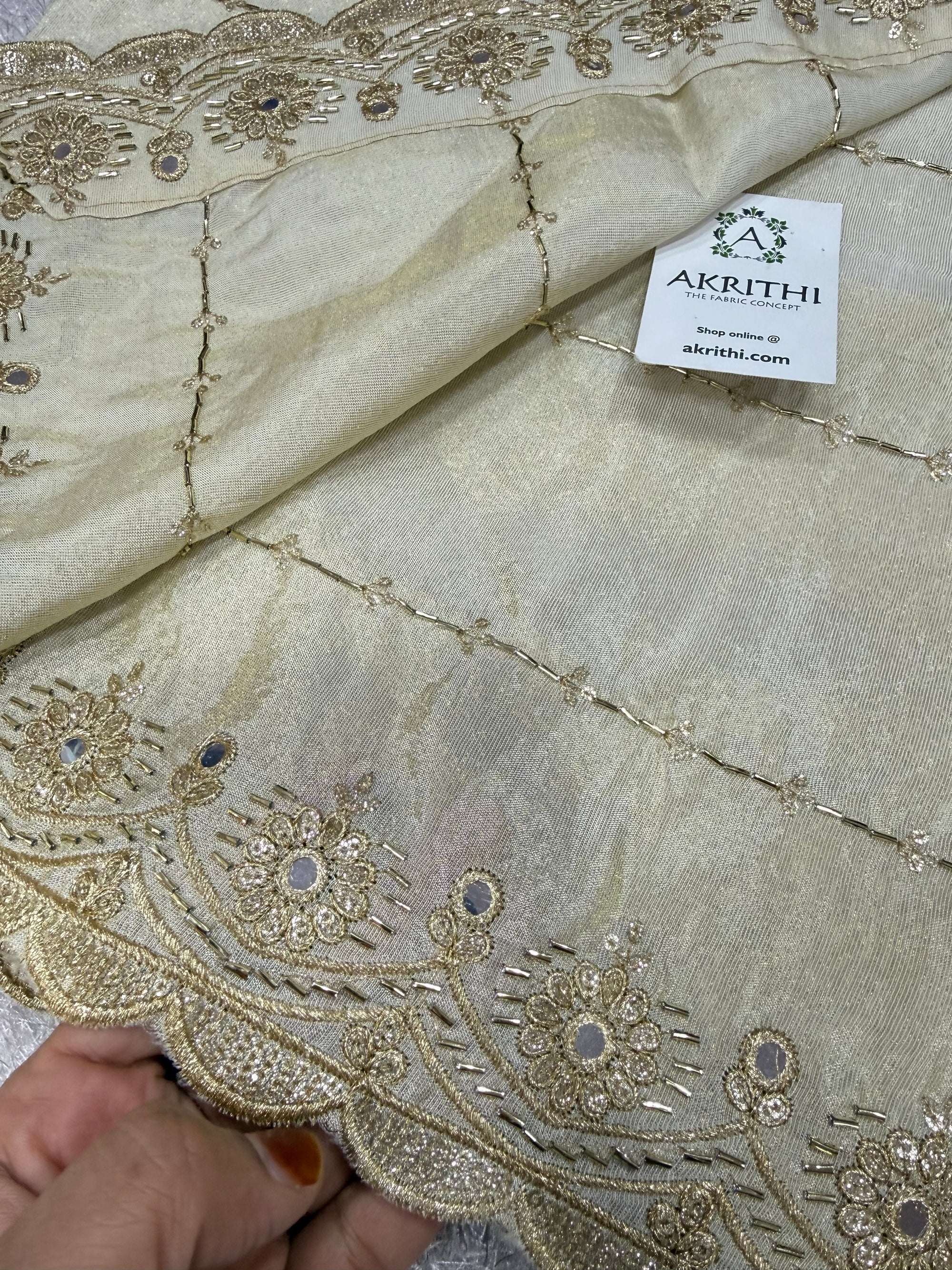 Dyeable embroidered tissue dupatta
